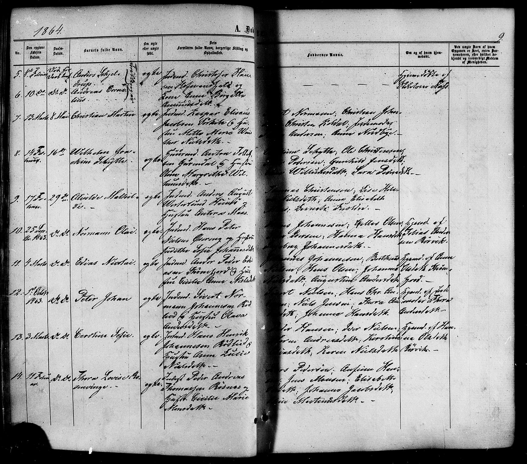 Ministerialprotokoller, klokkerbøker og fødselsregistre - Nordland, AV/SAT-A-1459/859/L0845: Parish register (official) no. 859A05, 1863-1877, p. 9