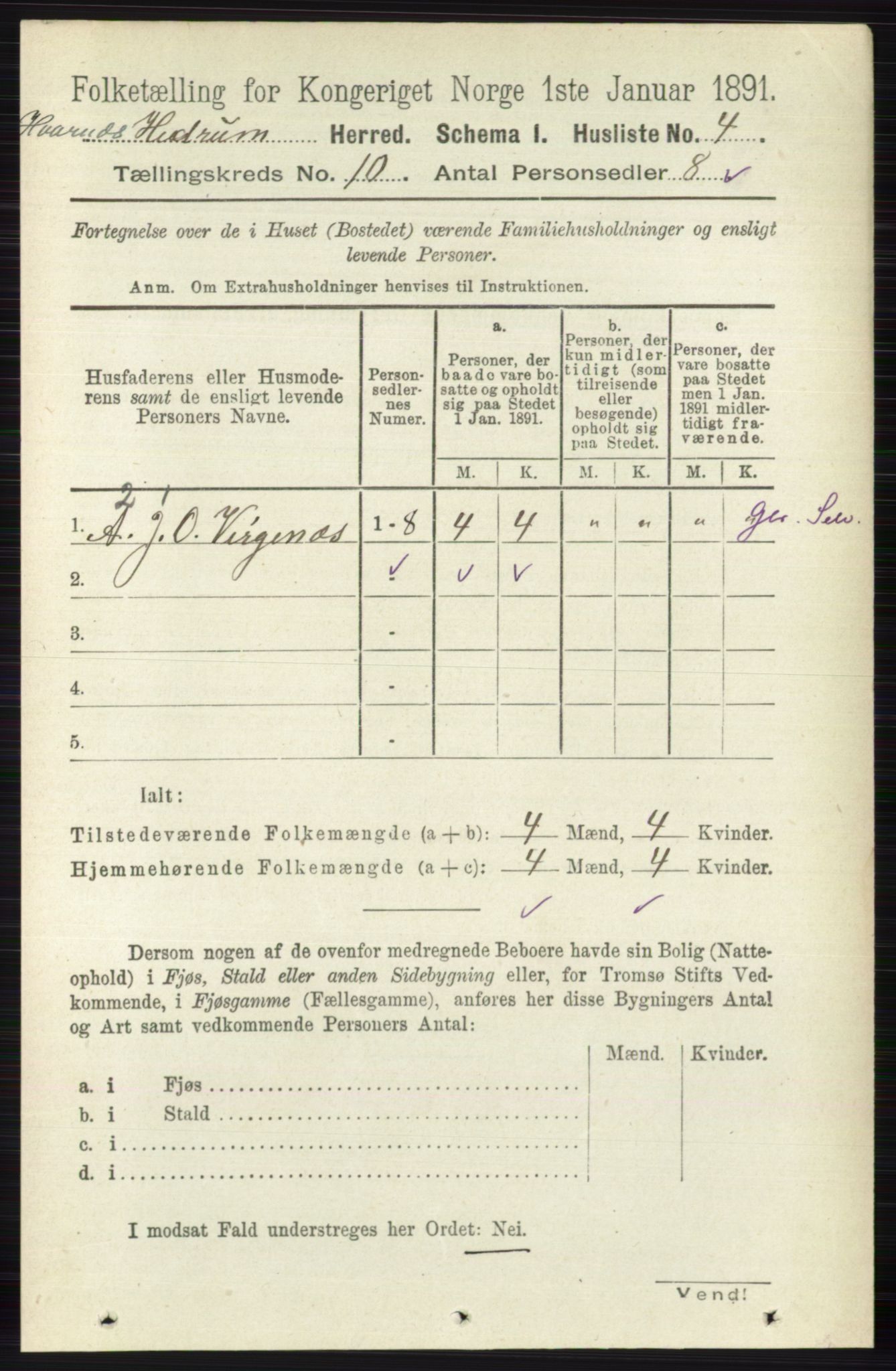 RA, 1891 census for 0727 Hedrum, 1891, p. 4326