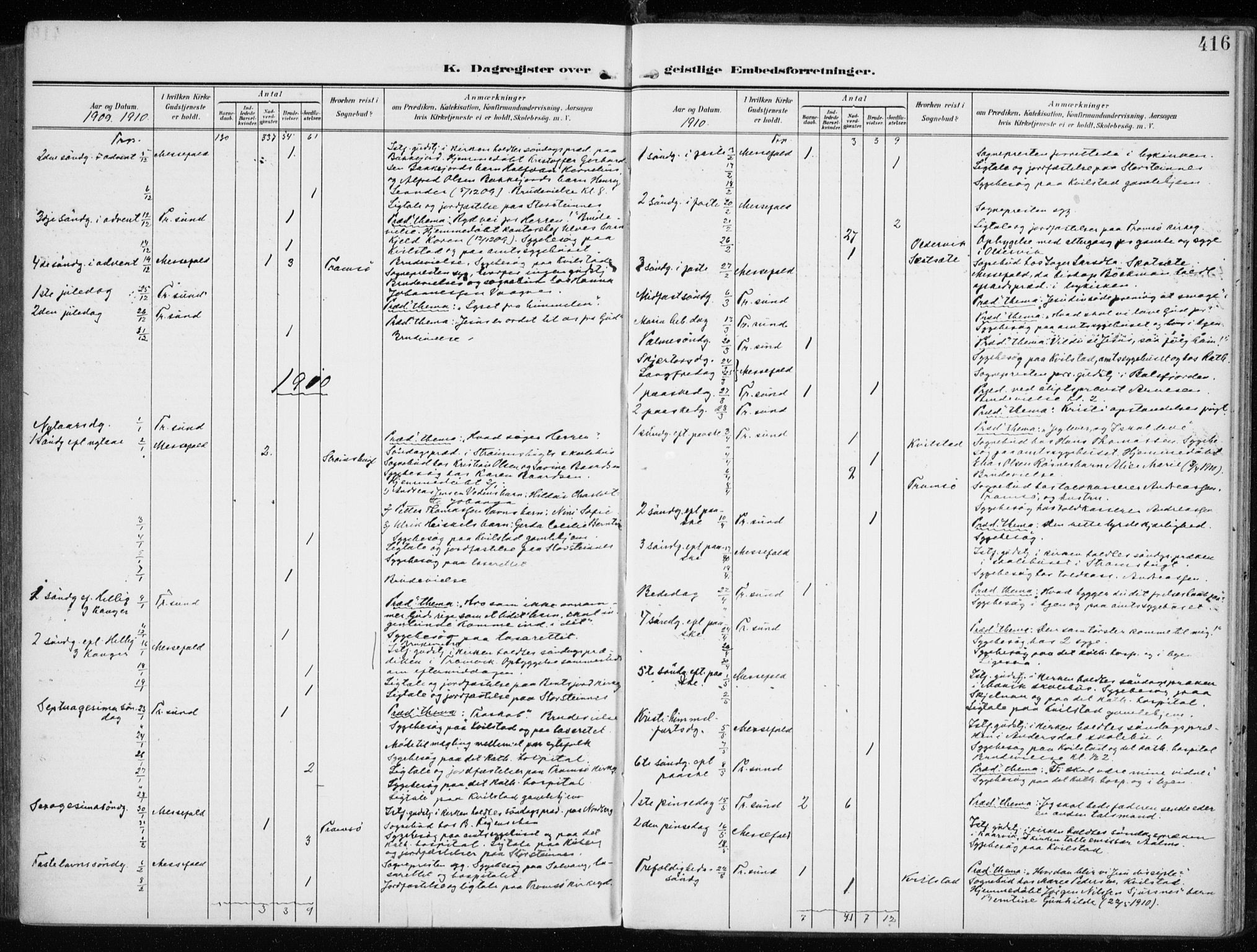 Tromsøysund sokneprestkontor, SATØ/S-1304/G/Ga/L0007kirke: Parish register (official) no. 7, 1907-1914, p. 416