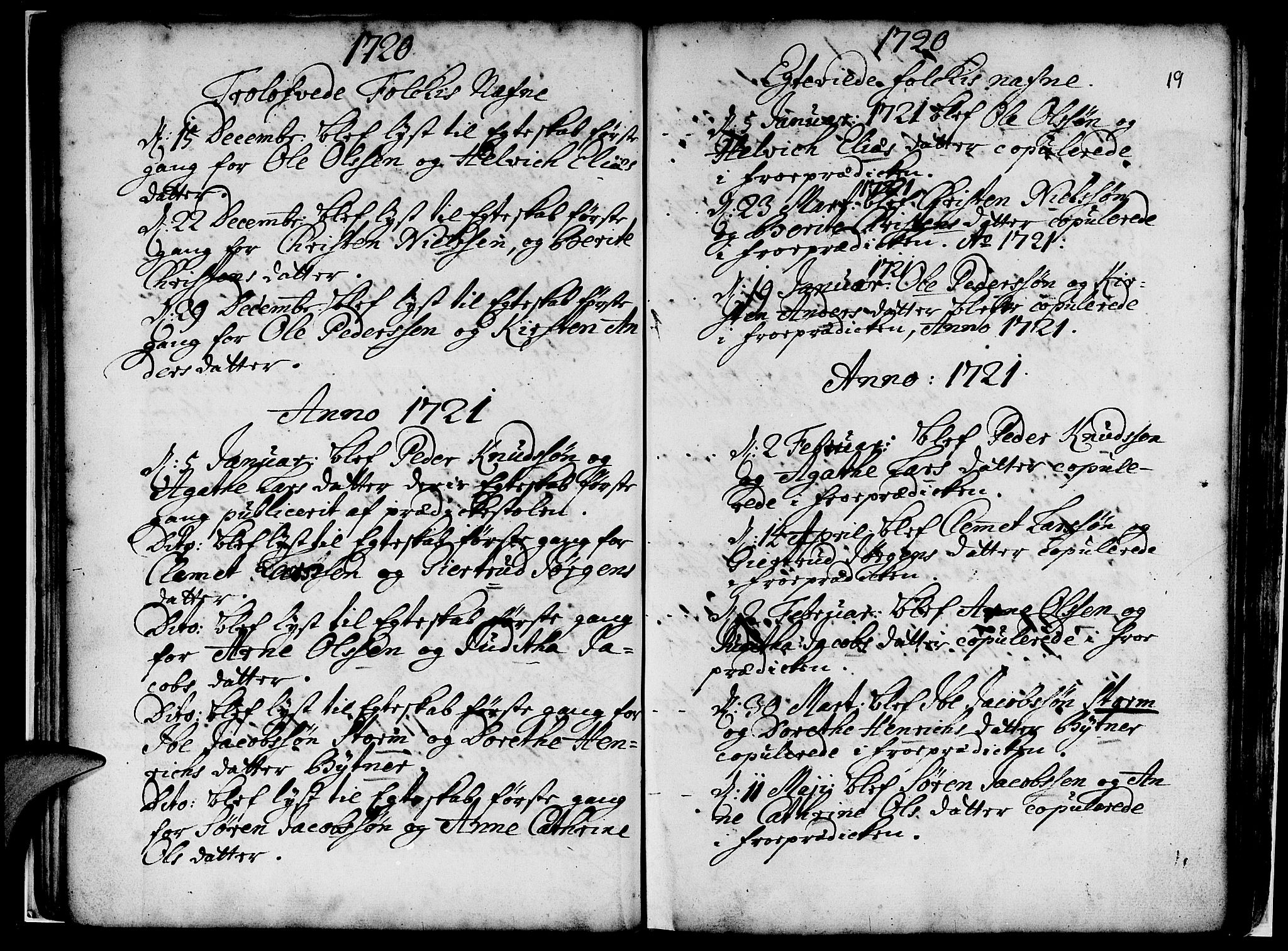 Nykirken Sokneprestembete, SAB/A-77101/H/Haa/L0007: Parish register (official) no. A 7, 1719-1781, p. 19