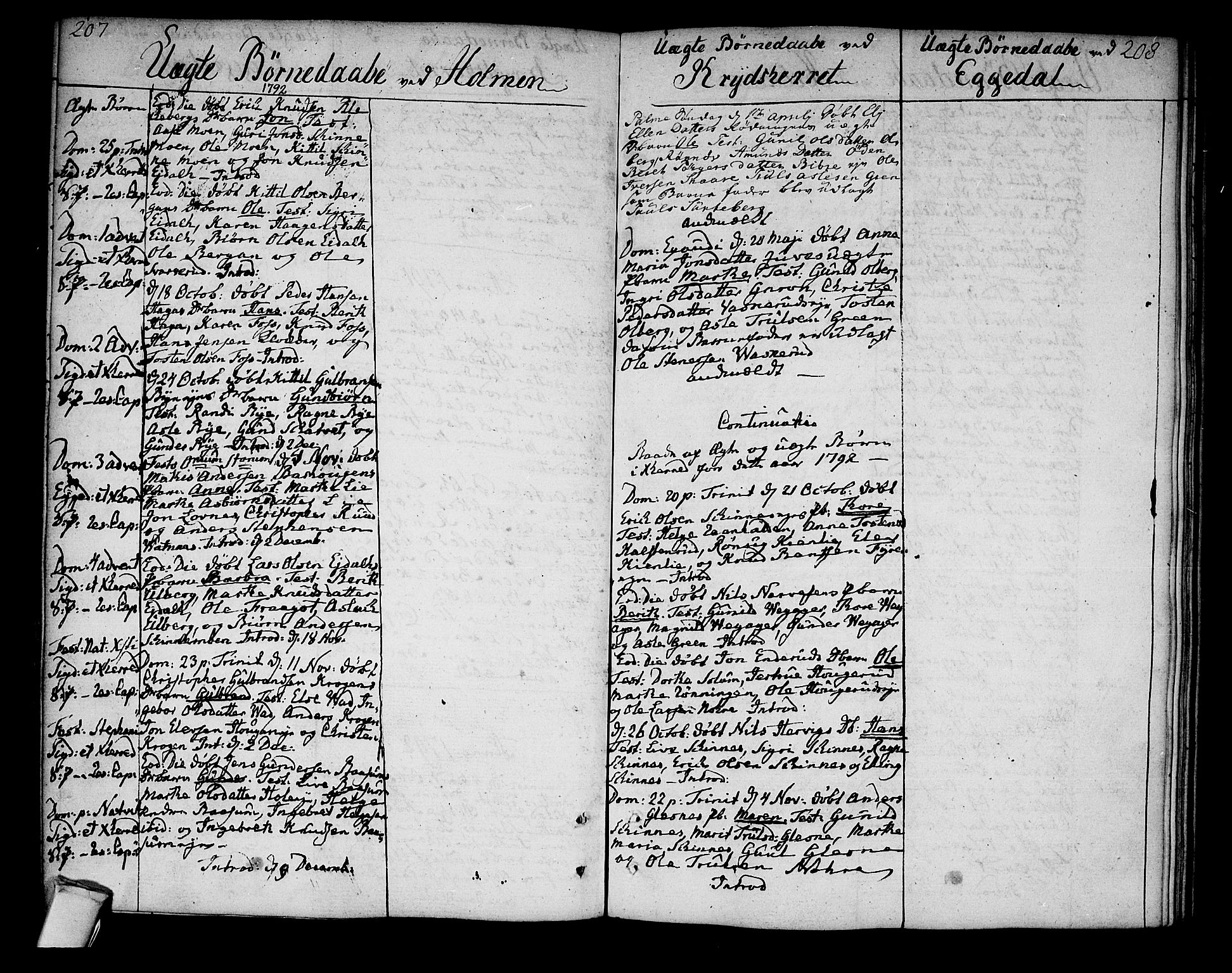 Sigdal kirkebøker, AV/SAKO-A-245/F/Fa/L0002: Parish register (official) no. I 2, 1778-1792, p. 207-208