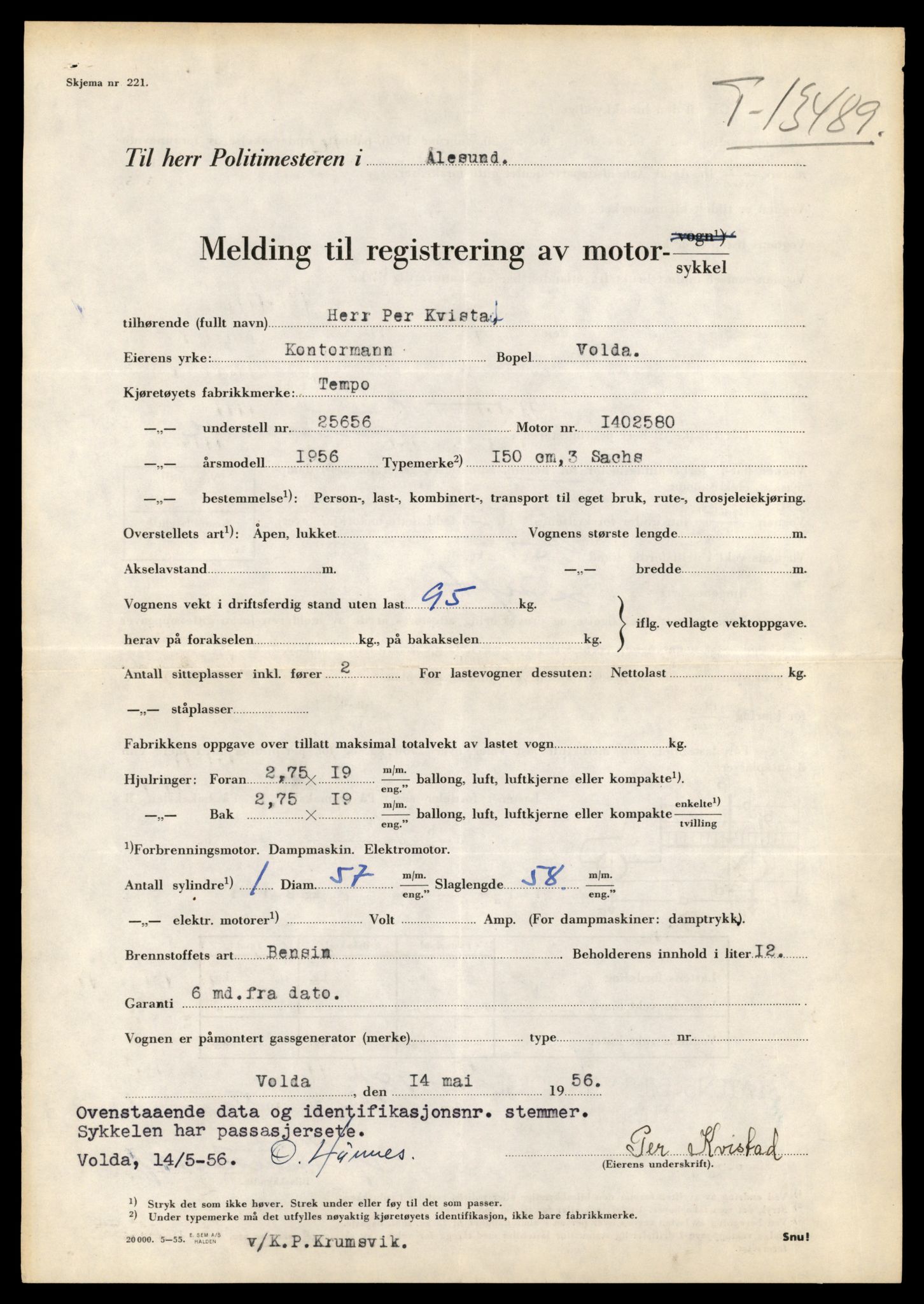 Møre og Romsdal vegkontor - Ålesund trafikkstasjon, AV/SAT-A-4099/F/Fe/L0039: Registreringskort for kjøretøy T 13361 - T 13530, 1927-1998, p. 2251