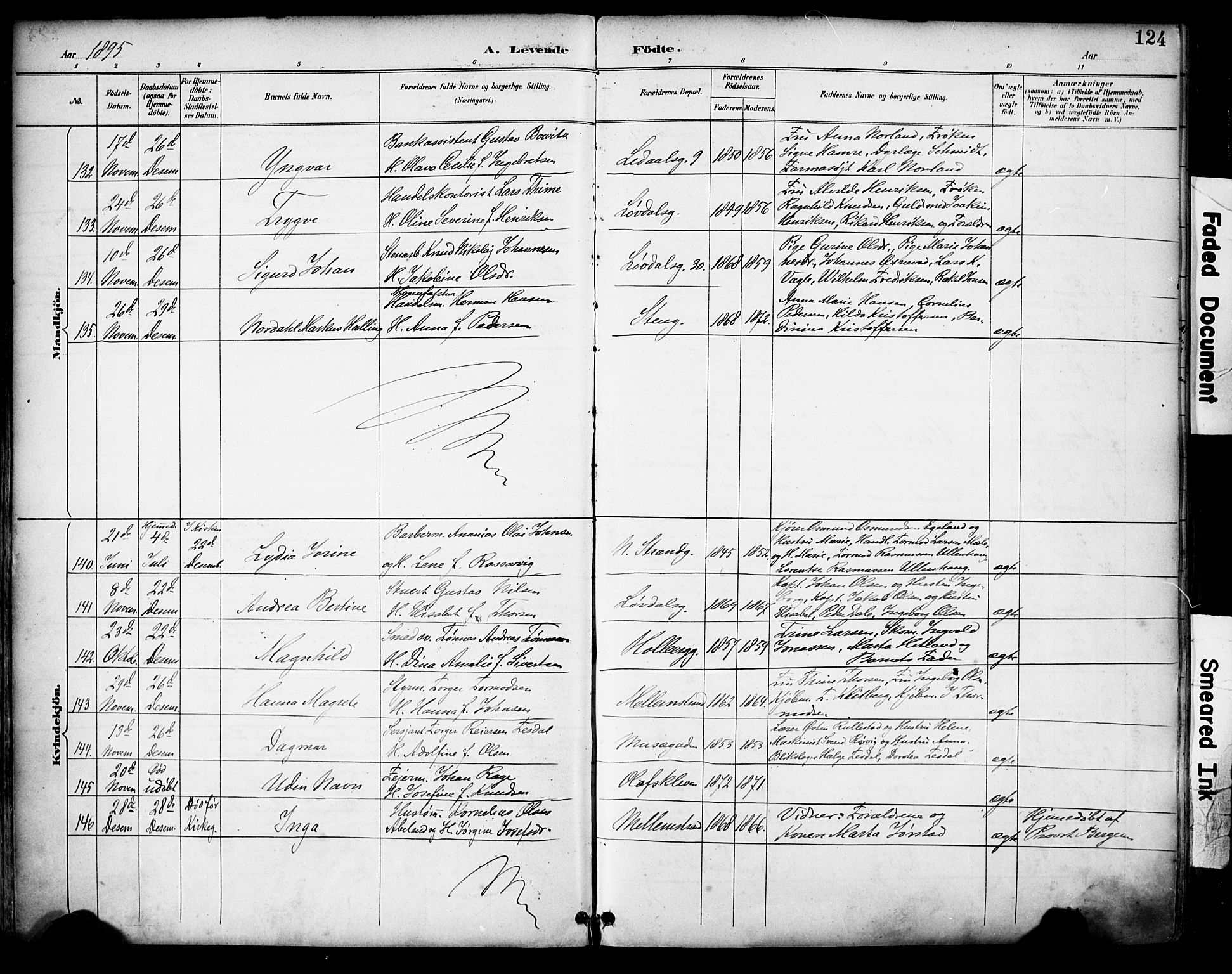 Domkirken sokneprestkontor, SAST/A-101812/001/30/30BA/L0030: Parish register (official) no. A 29, 1889-1902, p. 124