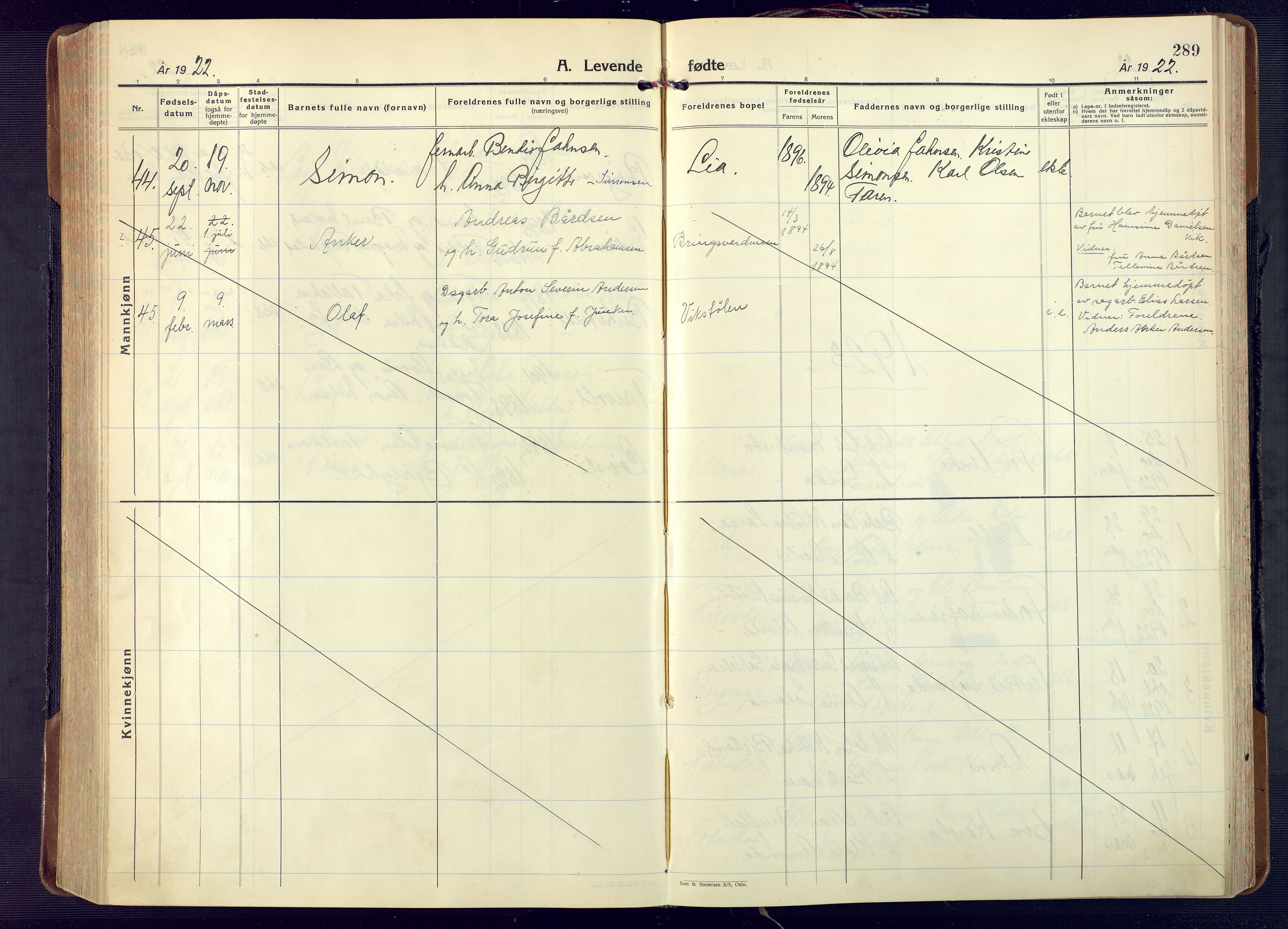 Fjære sokneprestkontor, AV/SAK-1111-0011/F/Fa/L0004: Parish register (official) no. A 4, 1902-1925, p. 289