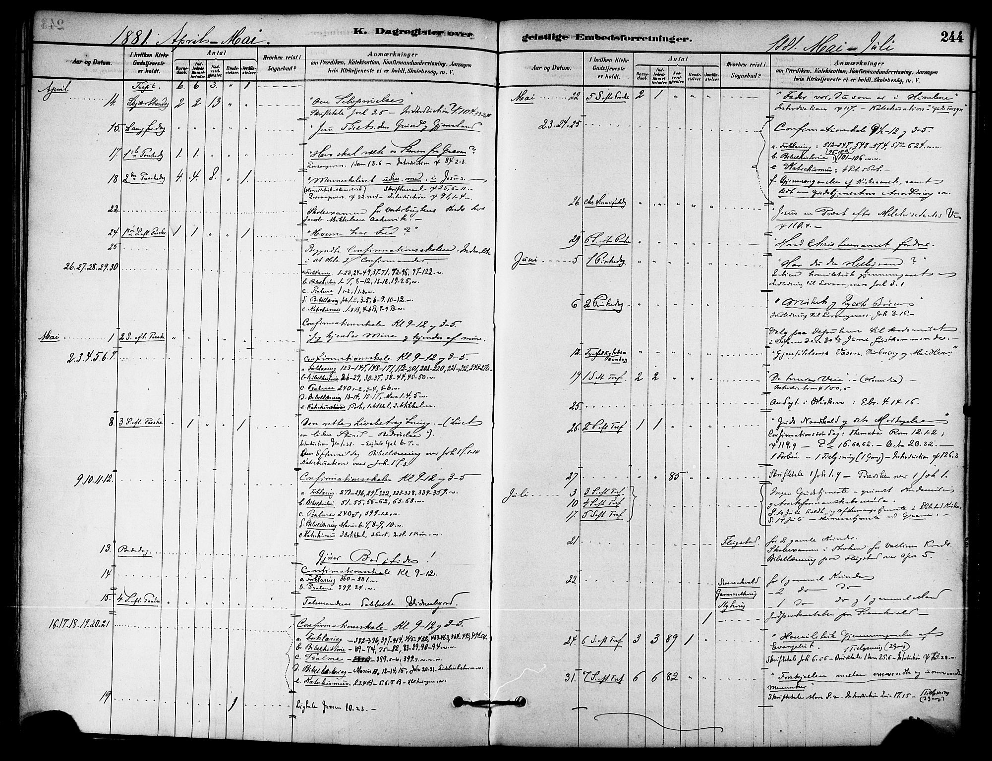 Ministerialprotokoller, klokkerbøker og fødselsregistre - Nordland, AV/SAT-A-1459/823/L0325: Parish register (official) no. 823A02, 1878-1898, p. 244