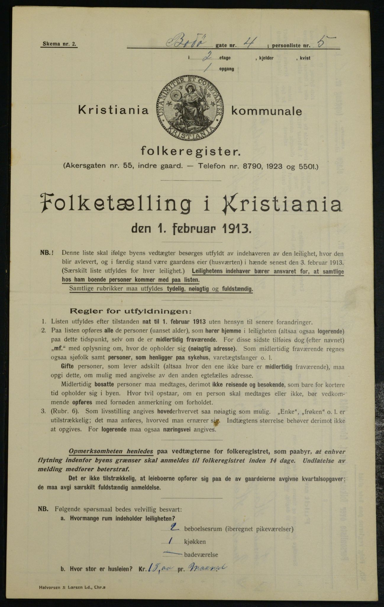 OBA, Municipal Census 1913 for Kristiania, 1913, p. 6577