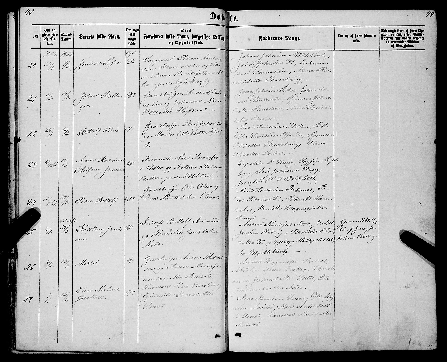 Eid sokneprestembete, AV/SAB-A-82301/H/Haa/Haaa/L0009: Parish register (official) no. A 9, 1861-1868, p. 48-49