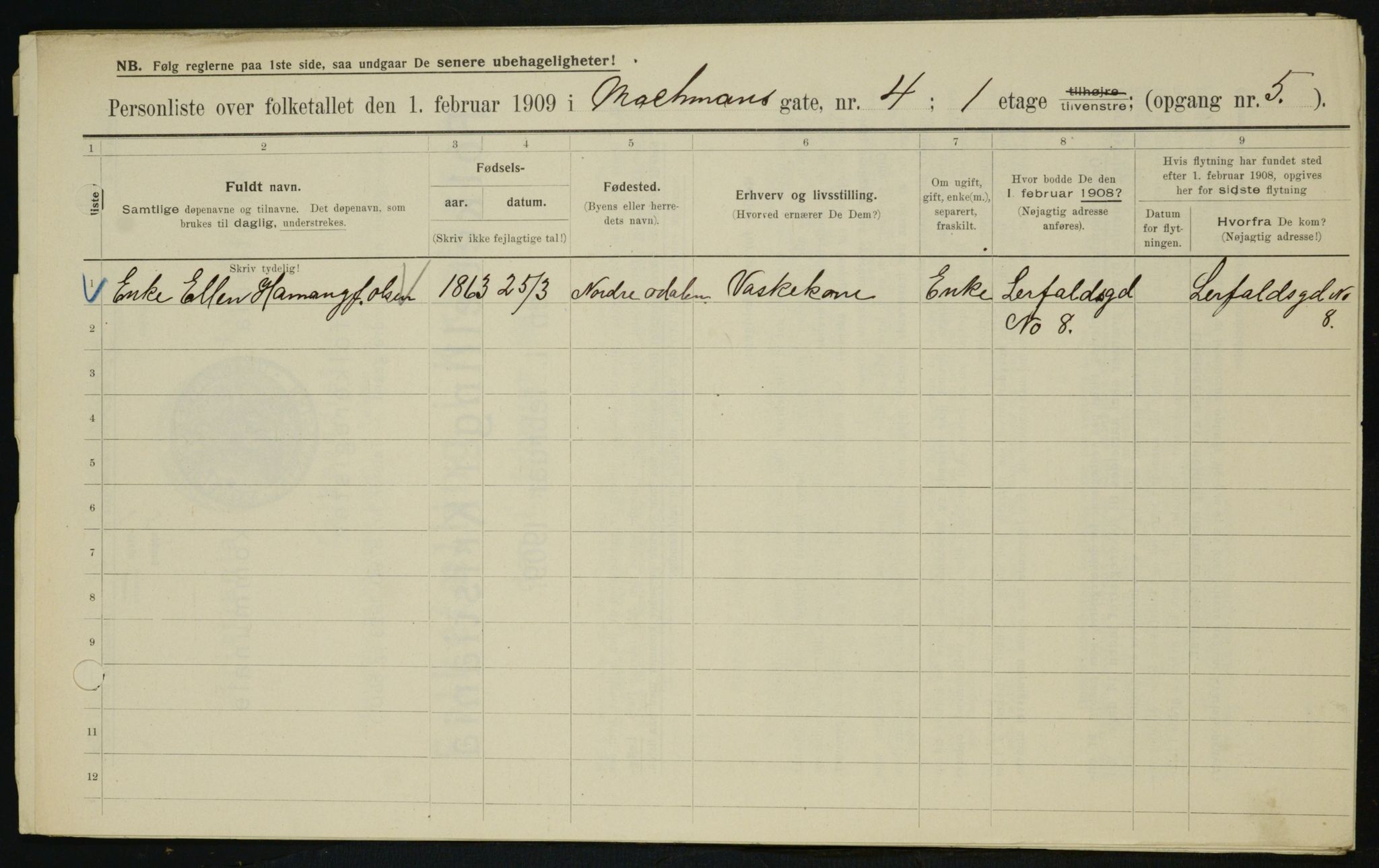 OBA, Municipal Census 1909 for Kristiania, 1909, p. 58779