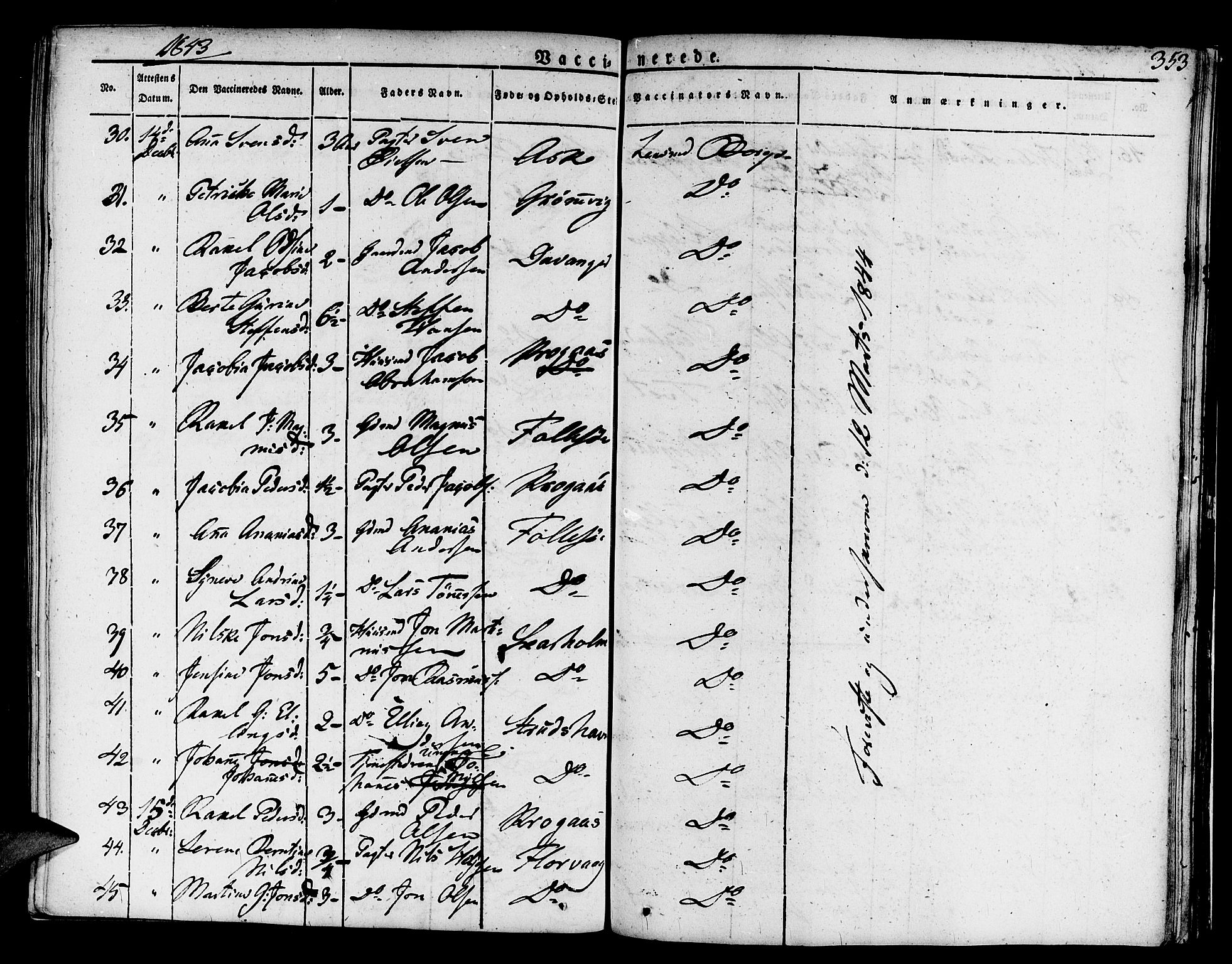 Askøy Sokneprestembete, AV/SAB-A-74101/H/Ha/Haa/Haaa/L0004: Parish register (official) no. A 4, 1825-1845, p. 353