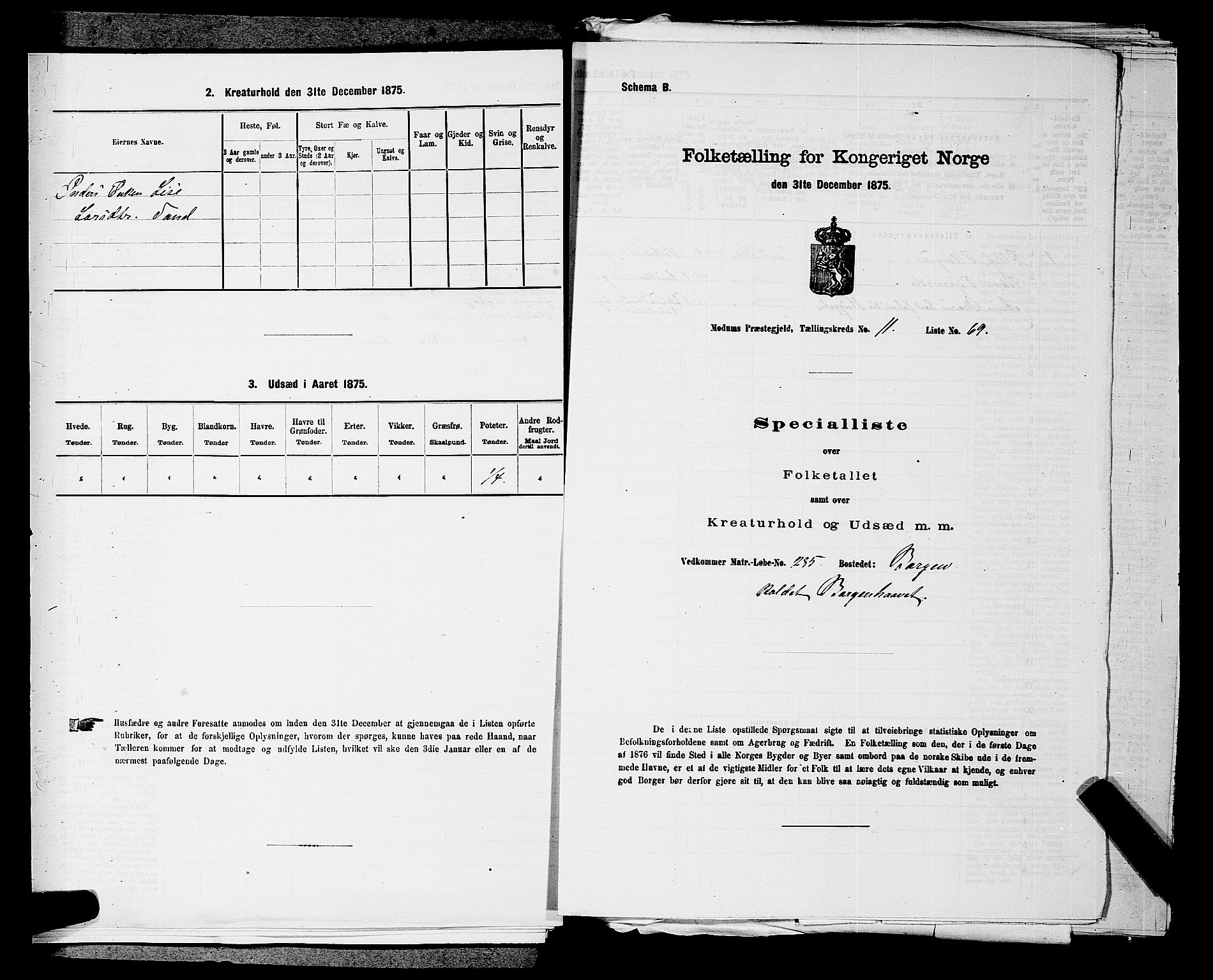 SAKO, 1875 census for 0623P Modum, 1875, p. 1421