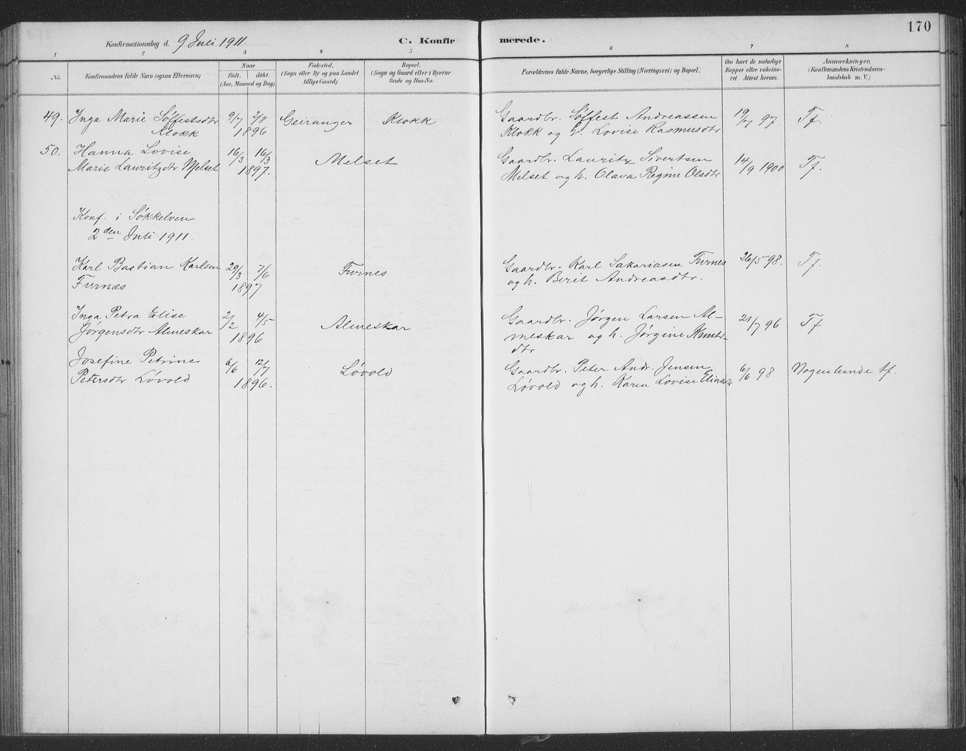 Ministerialprotokoller, klokkerbøker og fødselsregistre - Møre og Romsdal, AV/SAT-A-1454/522/L0316: Parish register (official) no. 522A11, 1890-1911, p. 170