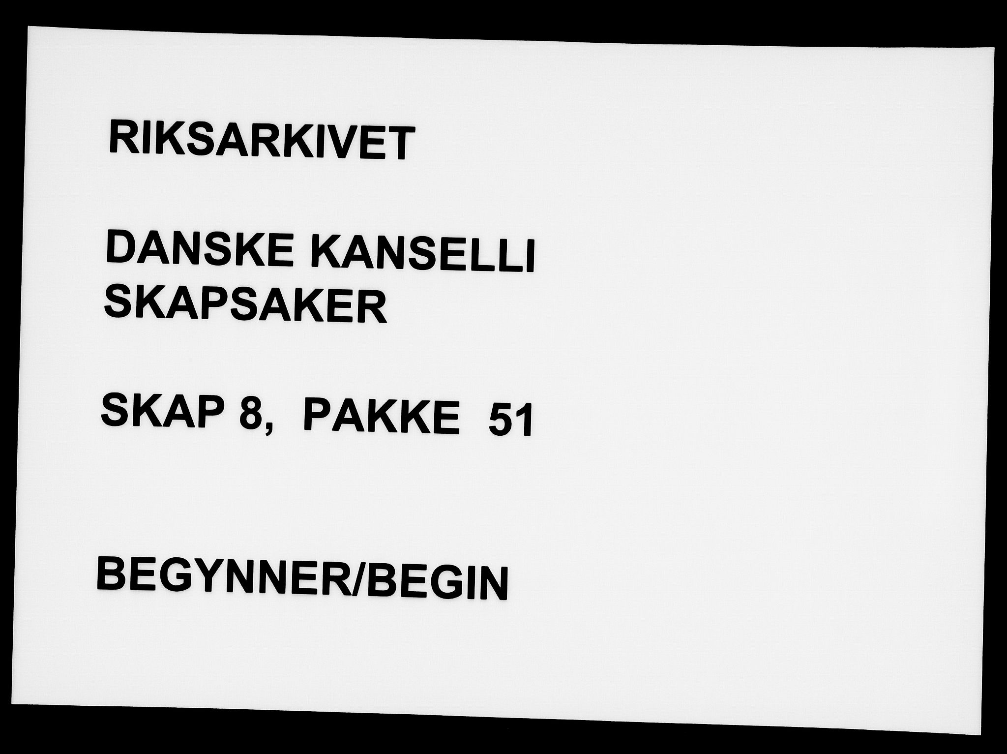 Danske Kanselli, Skapsaker, RA/EA-4061/F/L0002: Skap 8, pakke 51-72, 1616-1649, p. 1