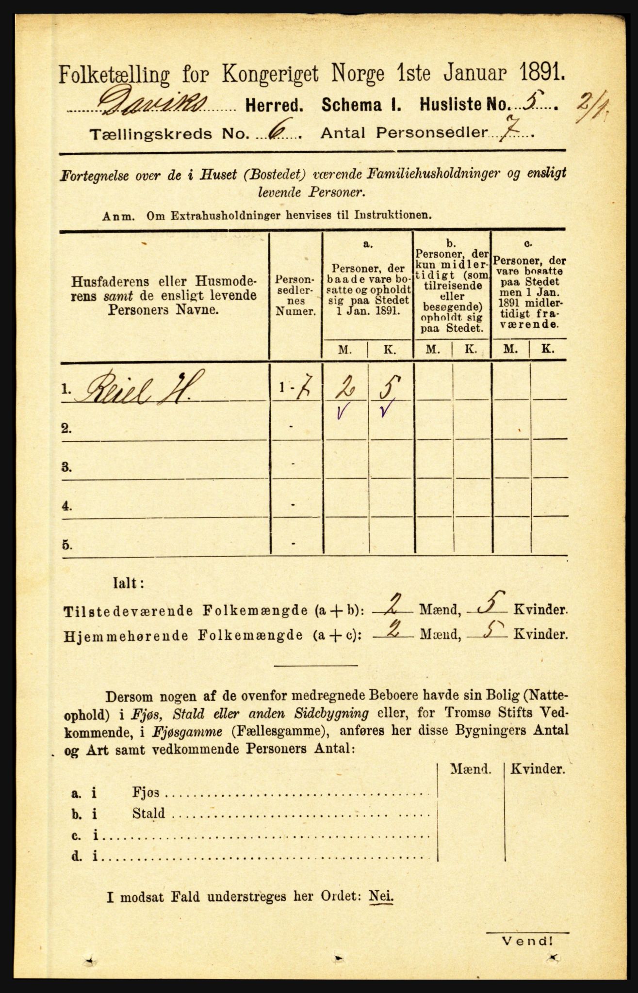 RA, 1891 census for 1442 Davik, 1891, p. 2239