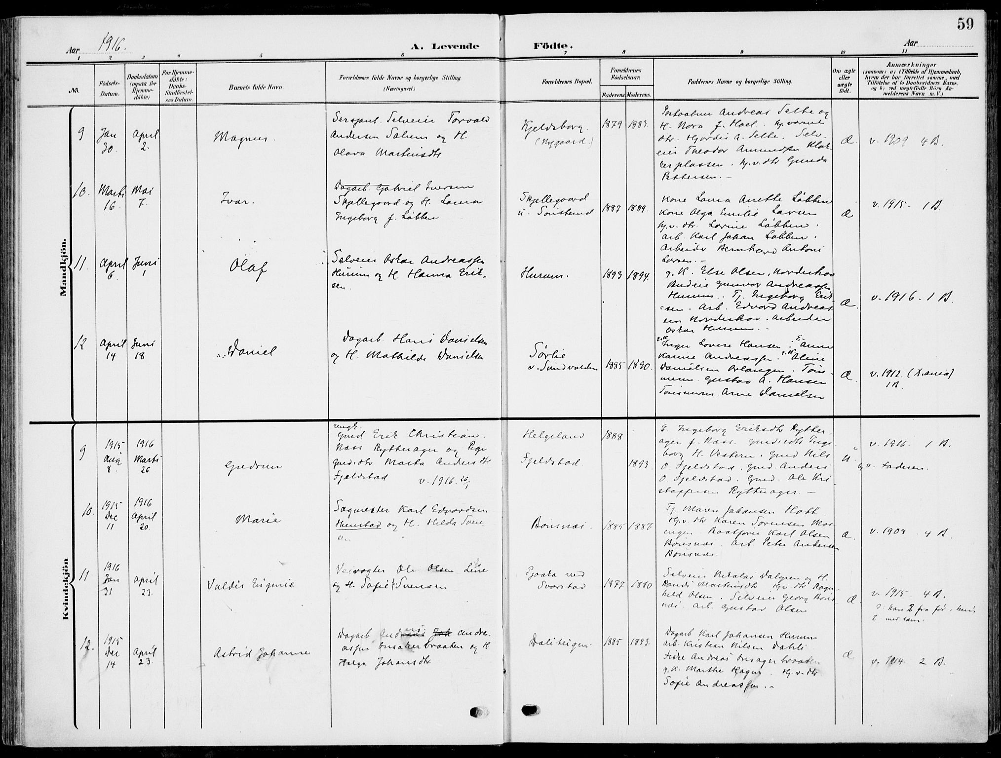 Hole kirkebøker, AV/SAKO-A-228/F/Fa/L0010: Parish register (official) no. I 10, 1907-1917, p. 59