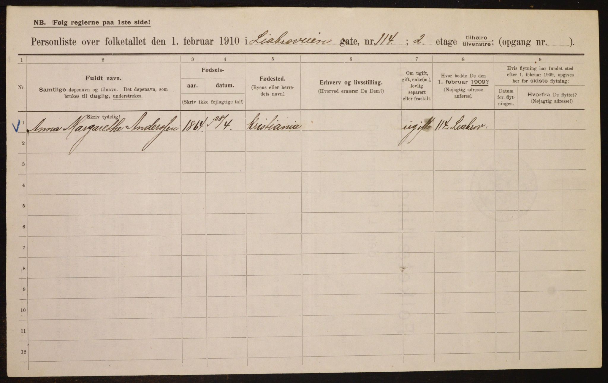 OBA, Municipal Census 1910 for Kristiania, 1910, p. 56209