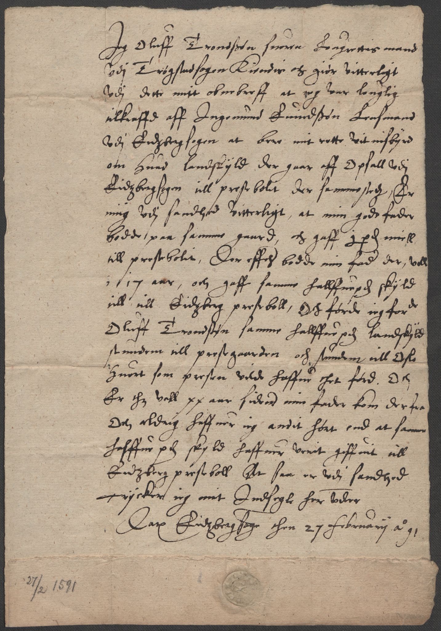 Riksarkivets diplomsamling, AV/RA-EA-5965/F15/L0004: Prestearkiv - Østfold, 1577-1709, p. 75