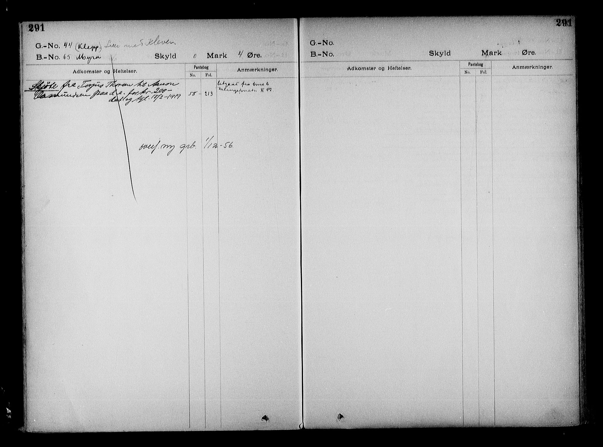 Vestre Nedenes/Sand sorenskriveri, SAK/1221-0010/G/Ga/L0022: Mortgage register no. 15, 1899-1957, p. 291