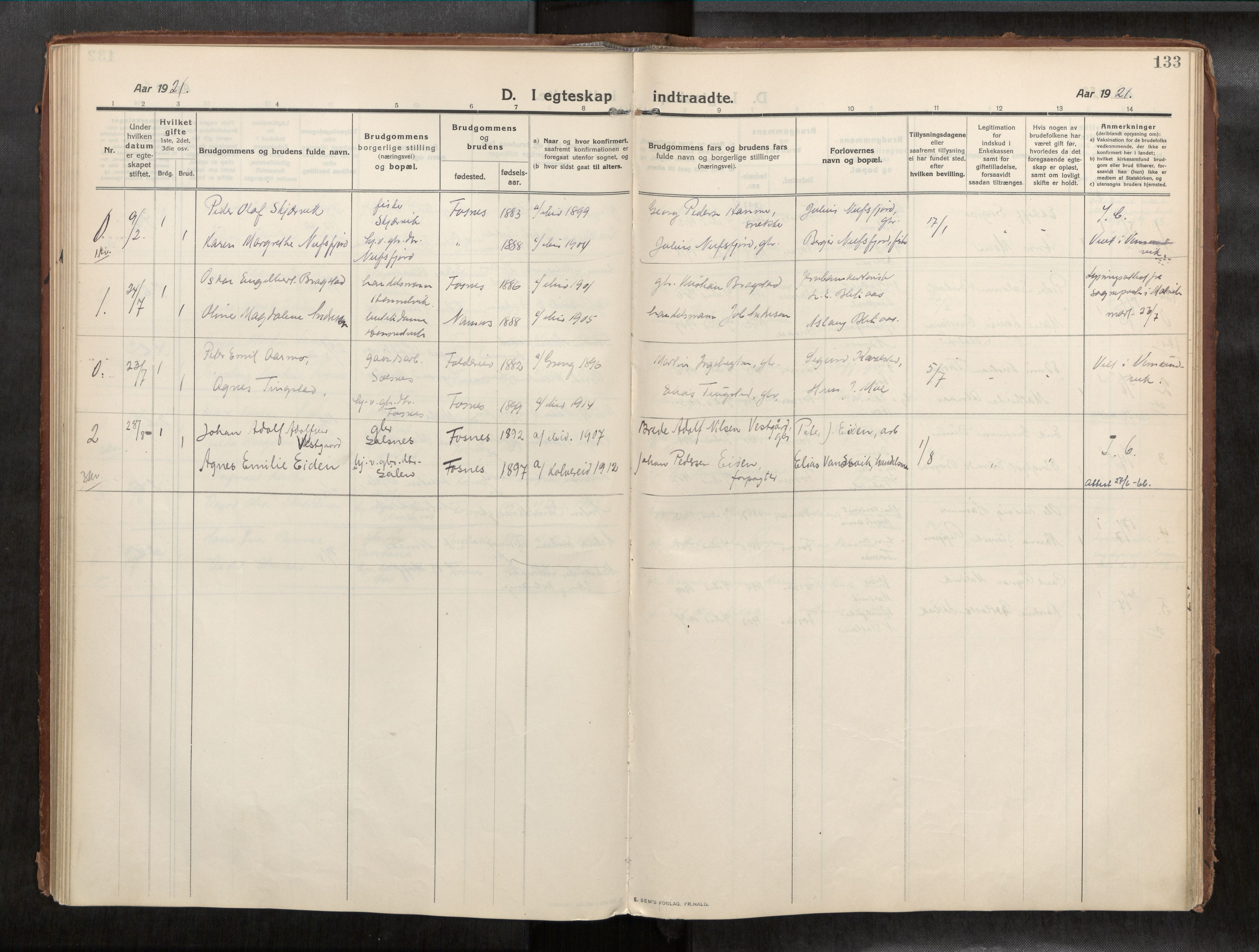 Ministerialprotokoller, klokkerbøker og fødselsregistre - Nord-Trøndelag, SAT/A-1458/773/L0624a: Parish register (official) no. 773A16, 1910-1936, p. 133