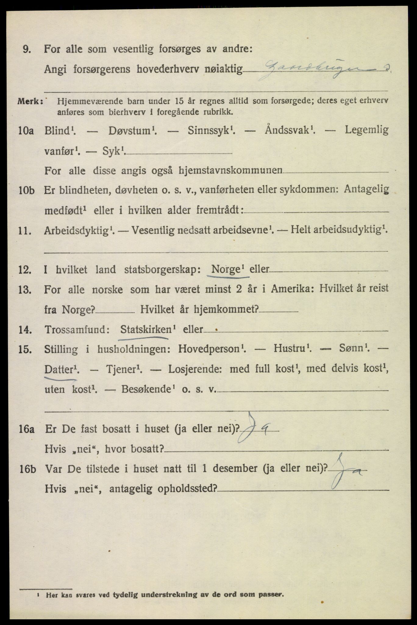 SAH, 1920 census for Biri, 1920, p. 3796