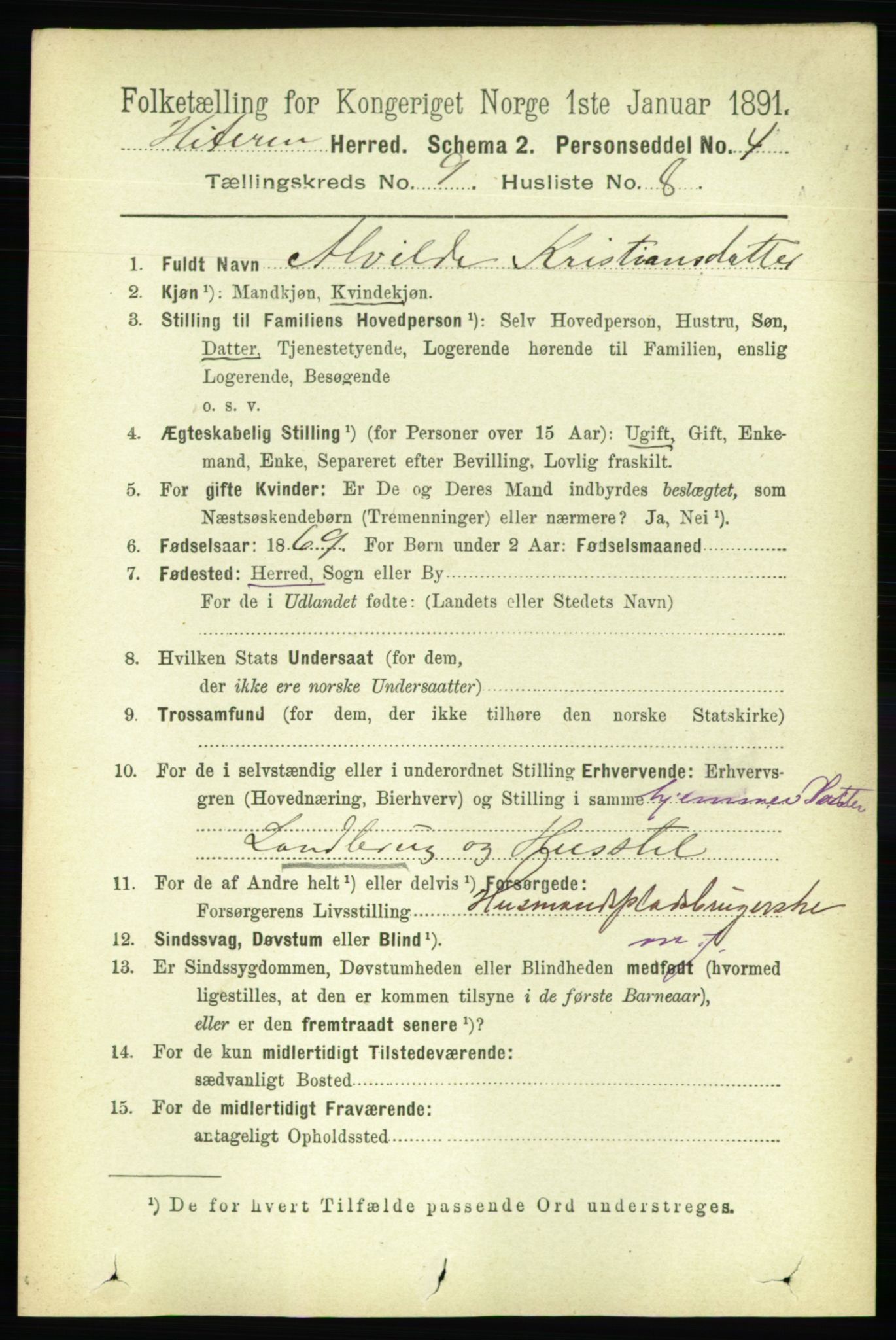 RA, 1891 census for 1617 Hitra, 1891, p. 1817