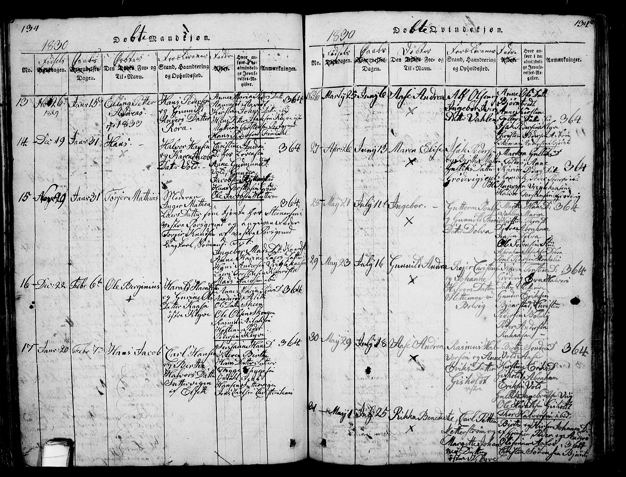 Solum kirkebøker, AV/SAKO-A-306/G/Ga/L0001: Parish register (copy) no. I 1, 1814-1833, p. 134