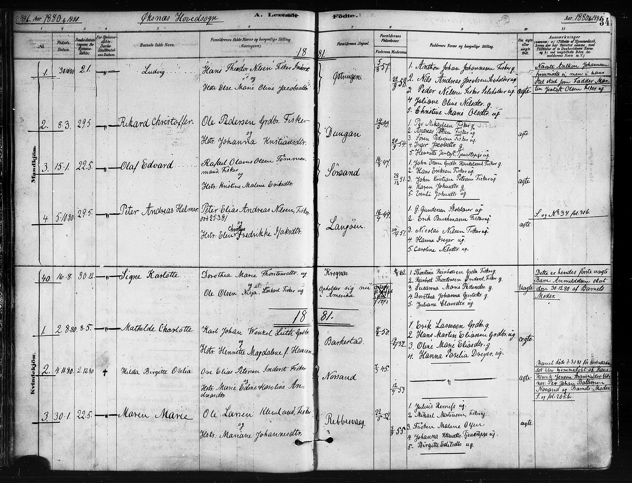 Ministerialprotokoller, klokkerbøker og fødselsregistre - Nordland, AV/SAT-A-1459/893/L1335: Parish register (official) no. 893A08 /1, 1878-1884, p. 34