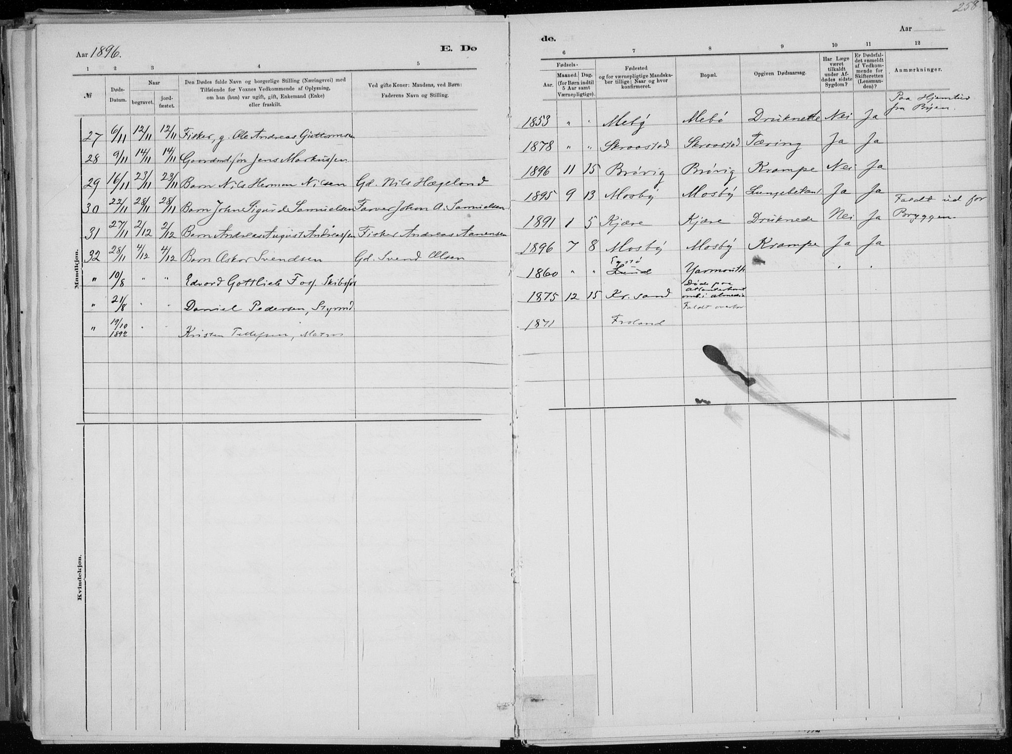 Oddernes sokneprestkontor, AV/SAK-1111-0033/F/Fa/Faa/L0009: Parish register (official) no. A 9, 1884-1896, p. 258