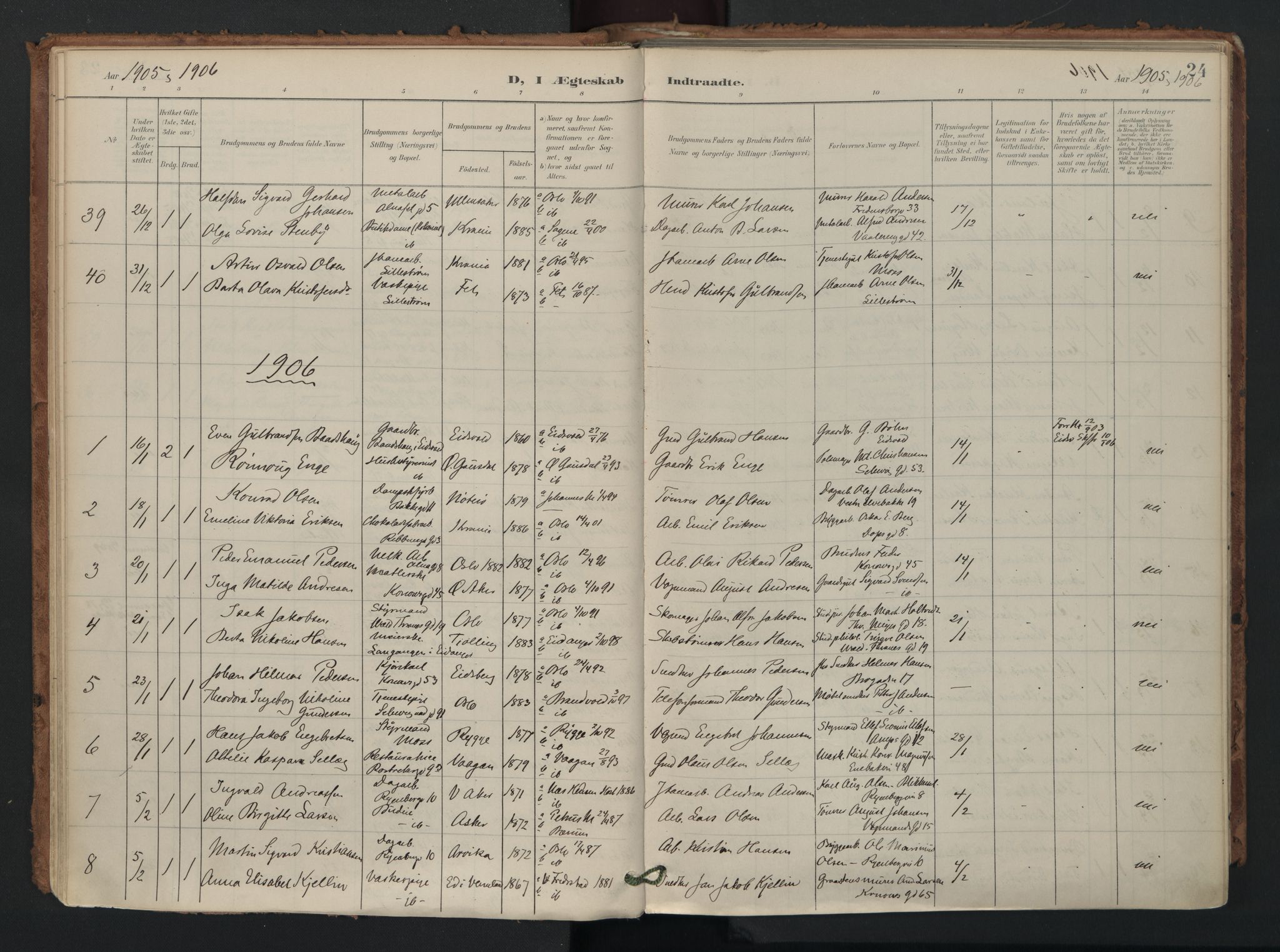Gamlebyen prestekontor Kirkebøker, AV/SAO-A-10884/F/Fa/L0011: Parish register (official) no. 11, 1901-1939, p. 24