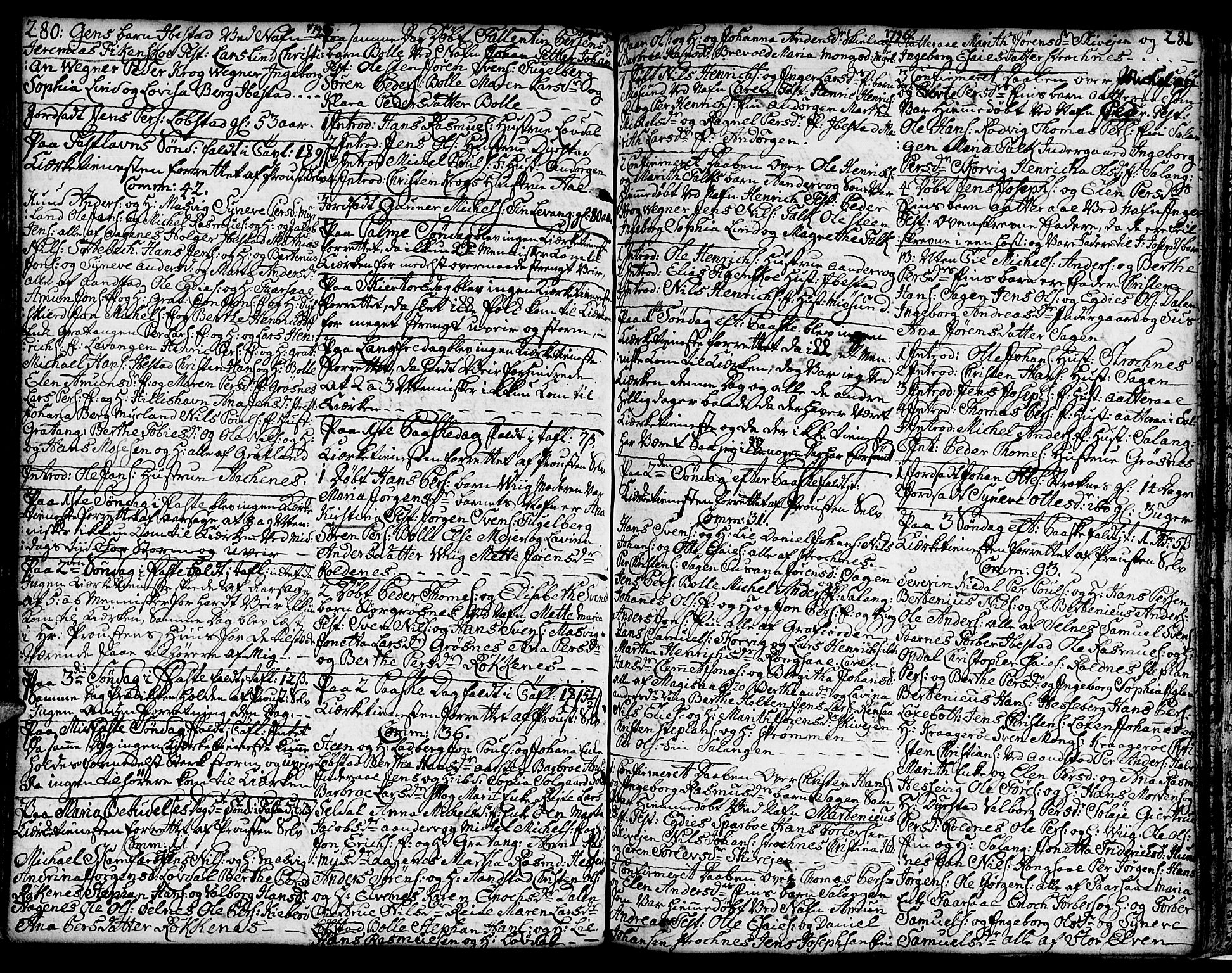 Ibestad sokneprestembete, AV/SATØ-S-0077/H/Ha/Hab/L0001klokker: Parish register (copy) no. 1, 1776-1808, p. 280-281