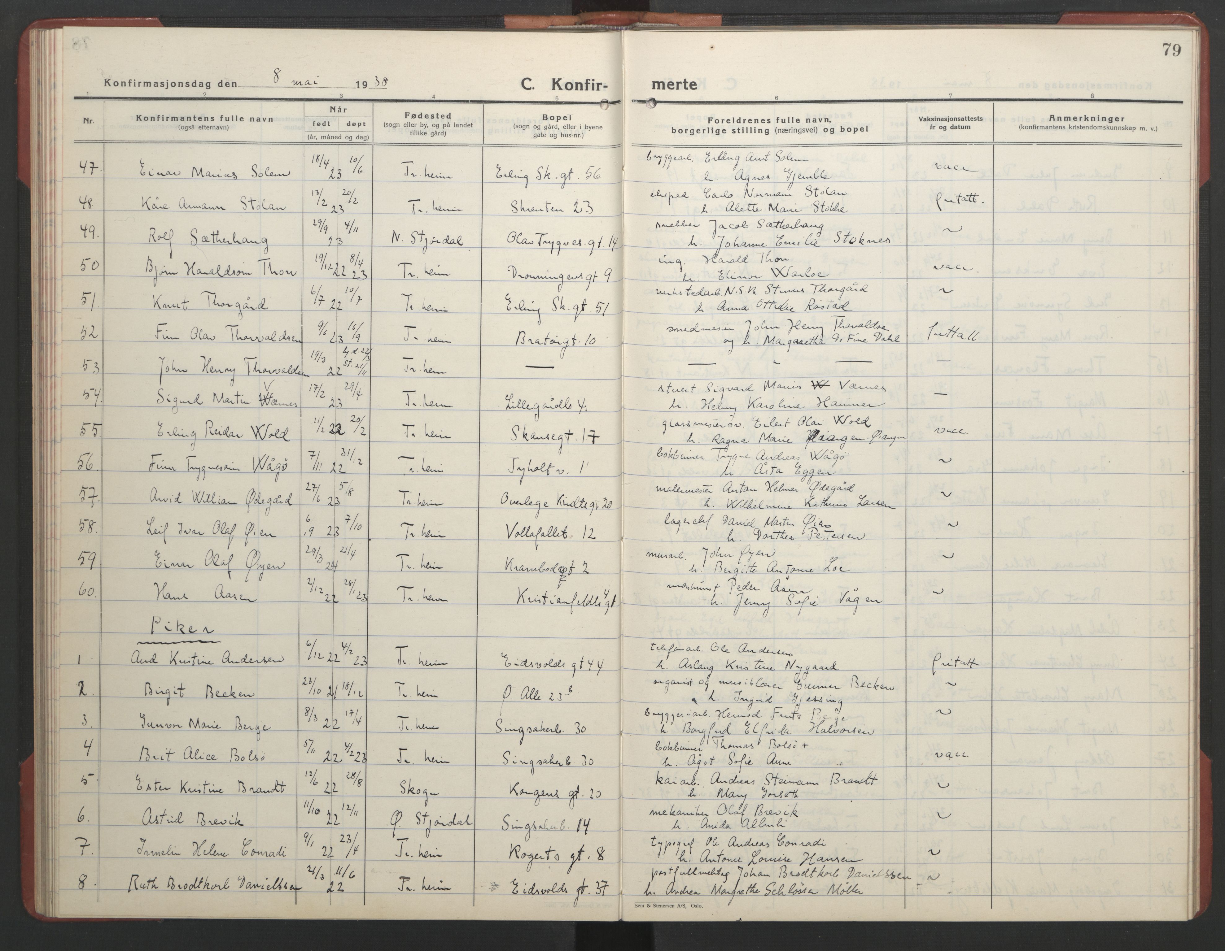 Ministerialprotokoller, klokkerbøker og fødselsregistre - Sør-Trøndelag, AV/SAT-A-1456/602/L0151: Parish register (copy) no. 602C19, 1925-1951, p. 79