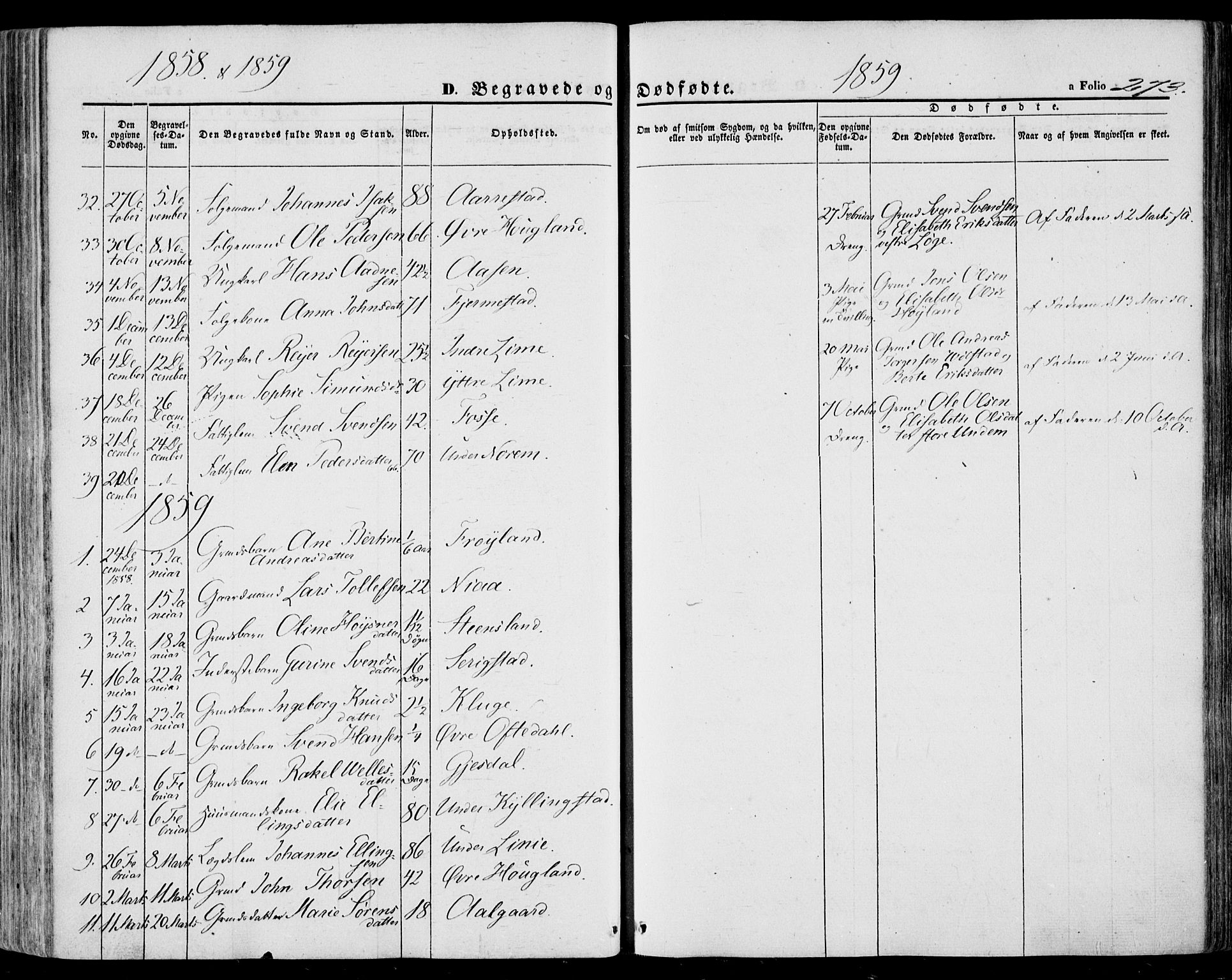 Lye sokneprestkontor, SAST/A-101794/001/30BA/L0007: Parish register (official) no. A 6, 1856-1871, p. 273