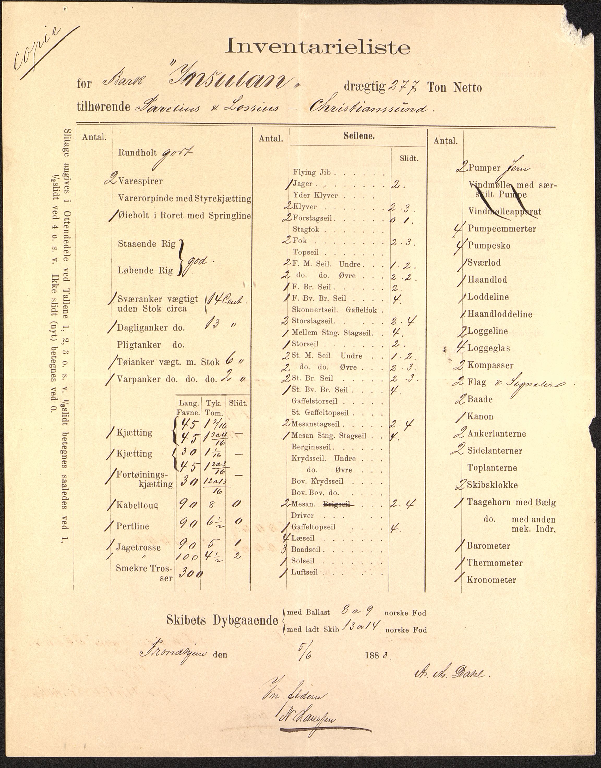 Pa 63 - Østlandske skibsassuranceforening, VEMU/A-1079/G/Ga/L0018/0007: Havaridokumenter / Leif, Jarl, Insulan, Norrøna, Nordstjernen, 1885, p. 64