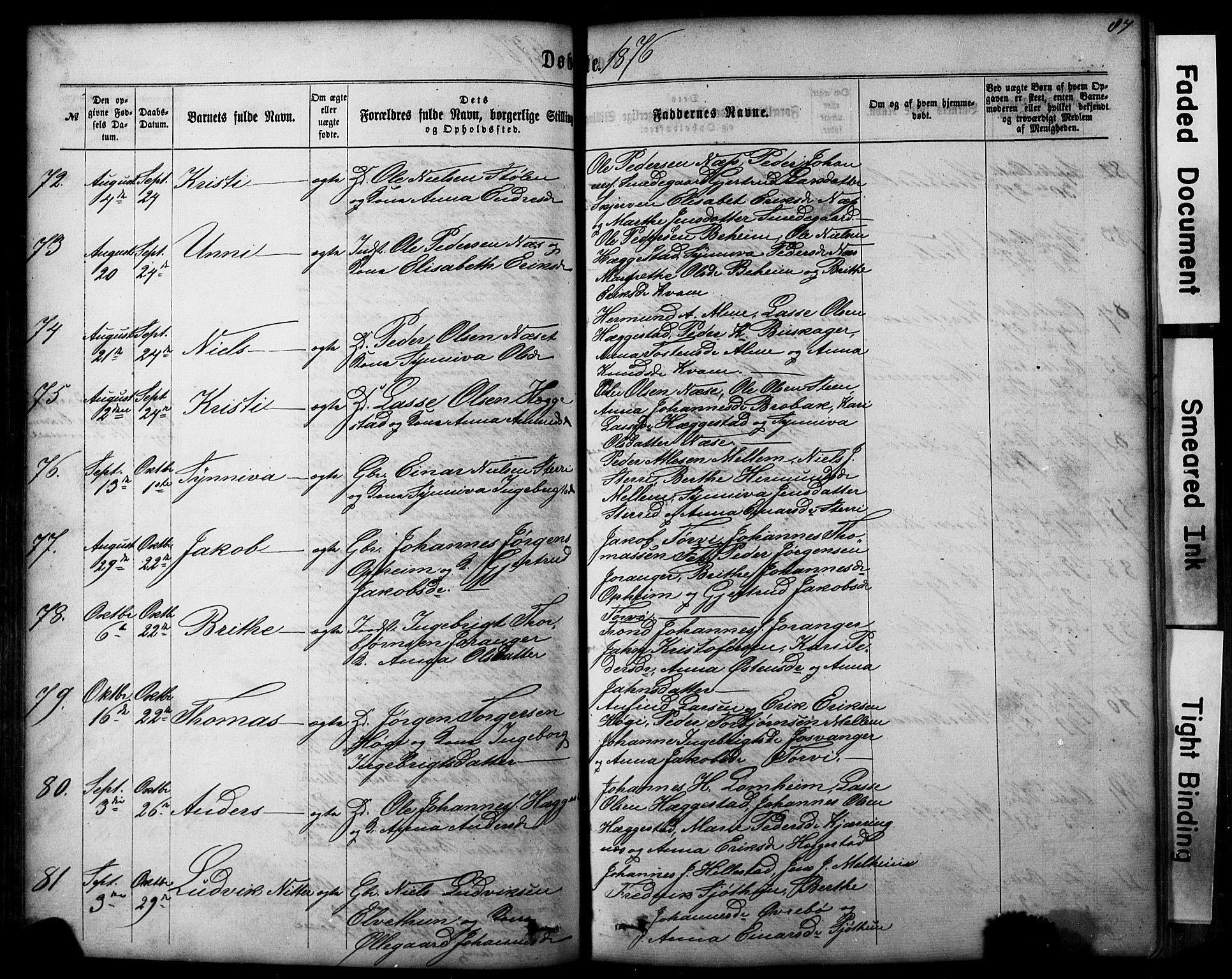 Hafslo sokneprestembete, AV/SAB-A-80301/H/Hab/Haba/L0001: Parish register (copy) no. A 1, 1866-1908, p. 87