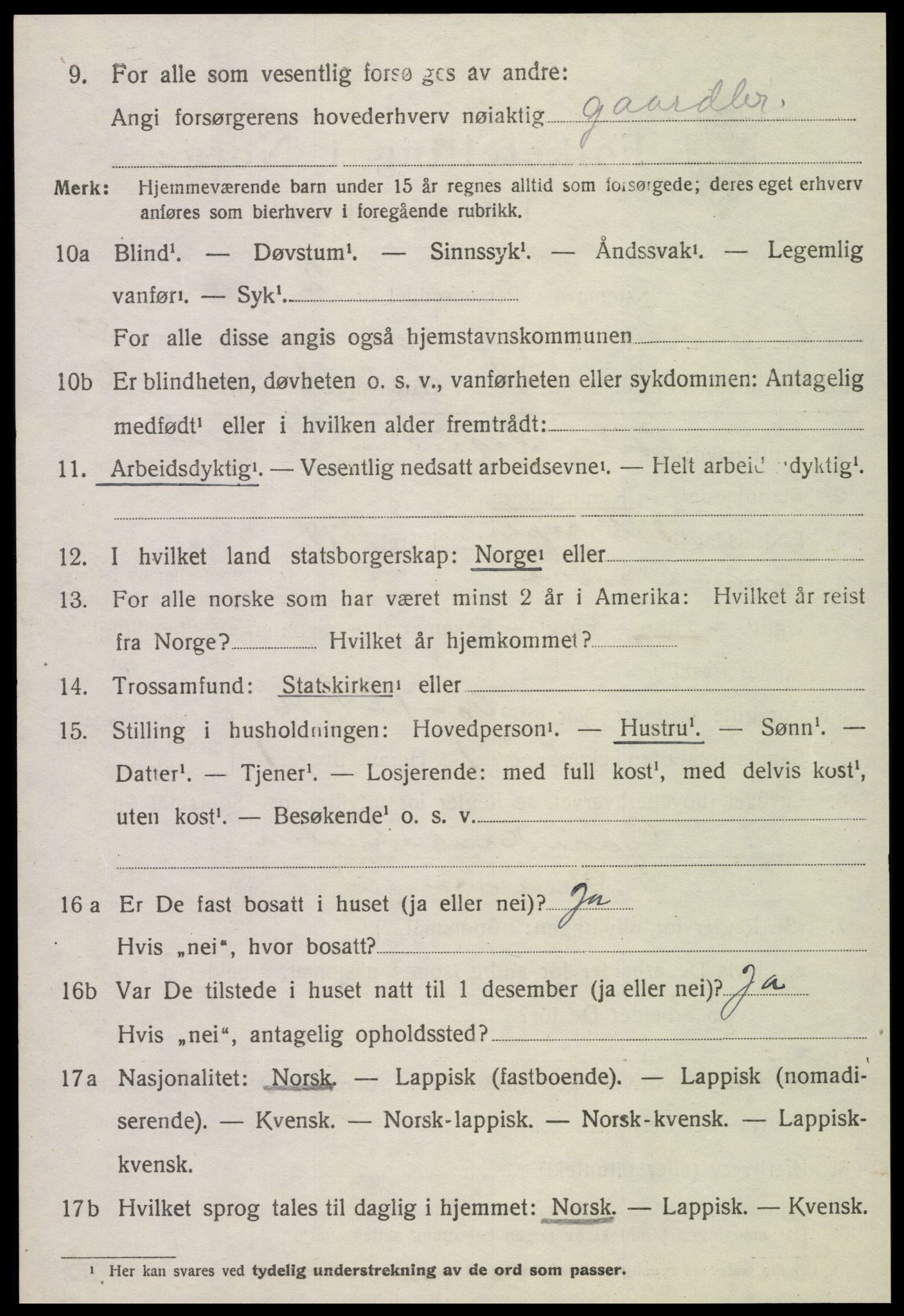 SAT, 1920 census for Ogndal, 1920, p. 2272