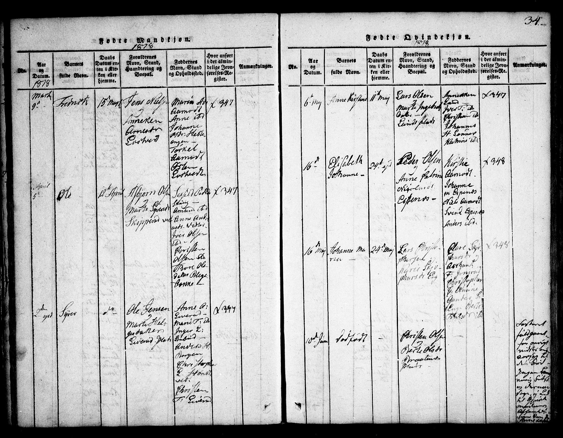 Skiptvet prestekontor Kirkebøker, AV/SAO-A-20009/F/Fa/L0005: Parish register (official) no. 5, 1814-1838, p. 34