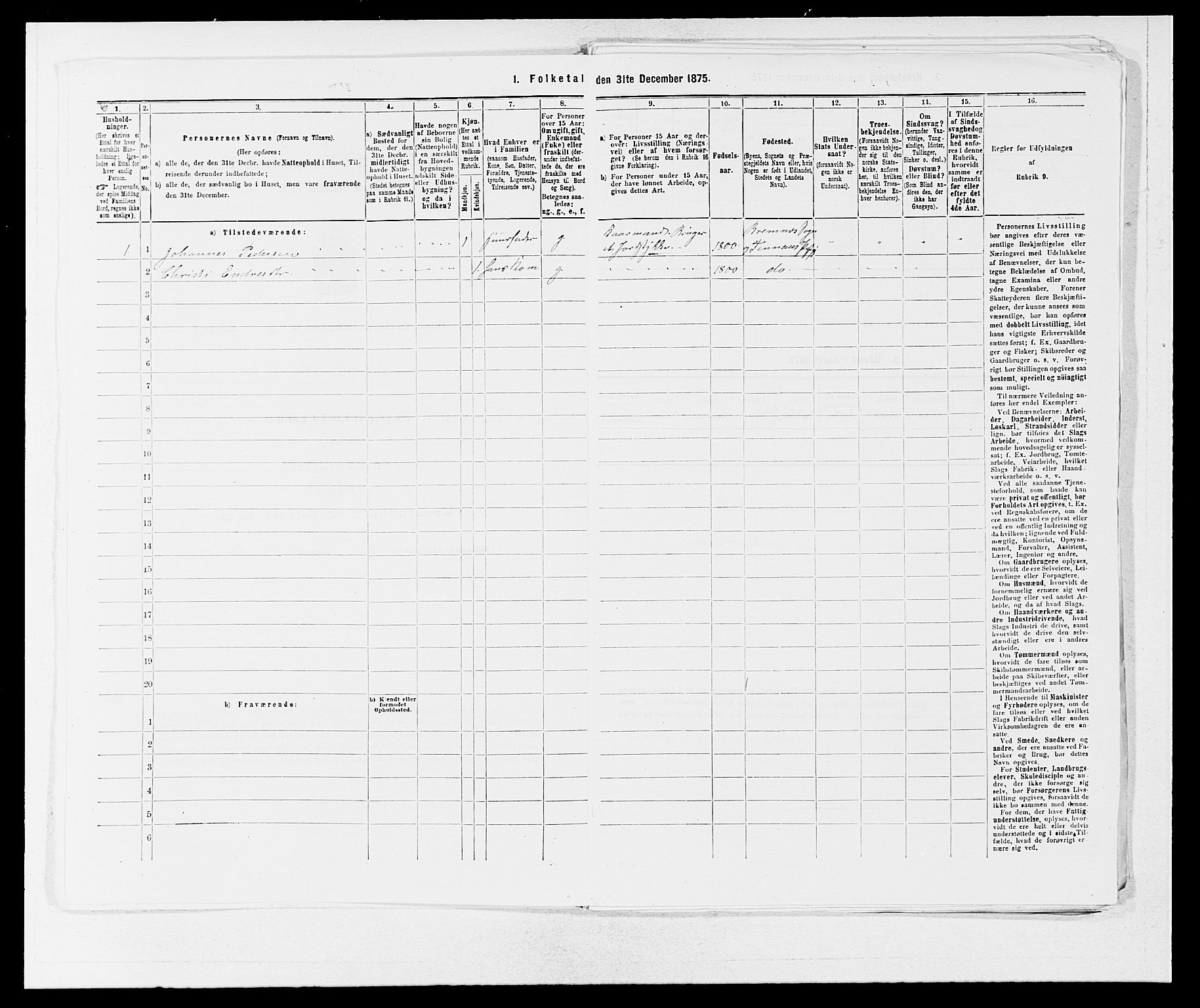 SAB, 1875 census for 1218P Finnås, 1875, p. 1110