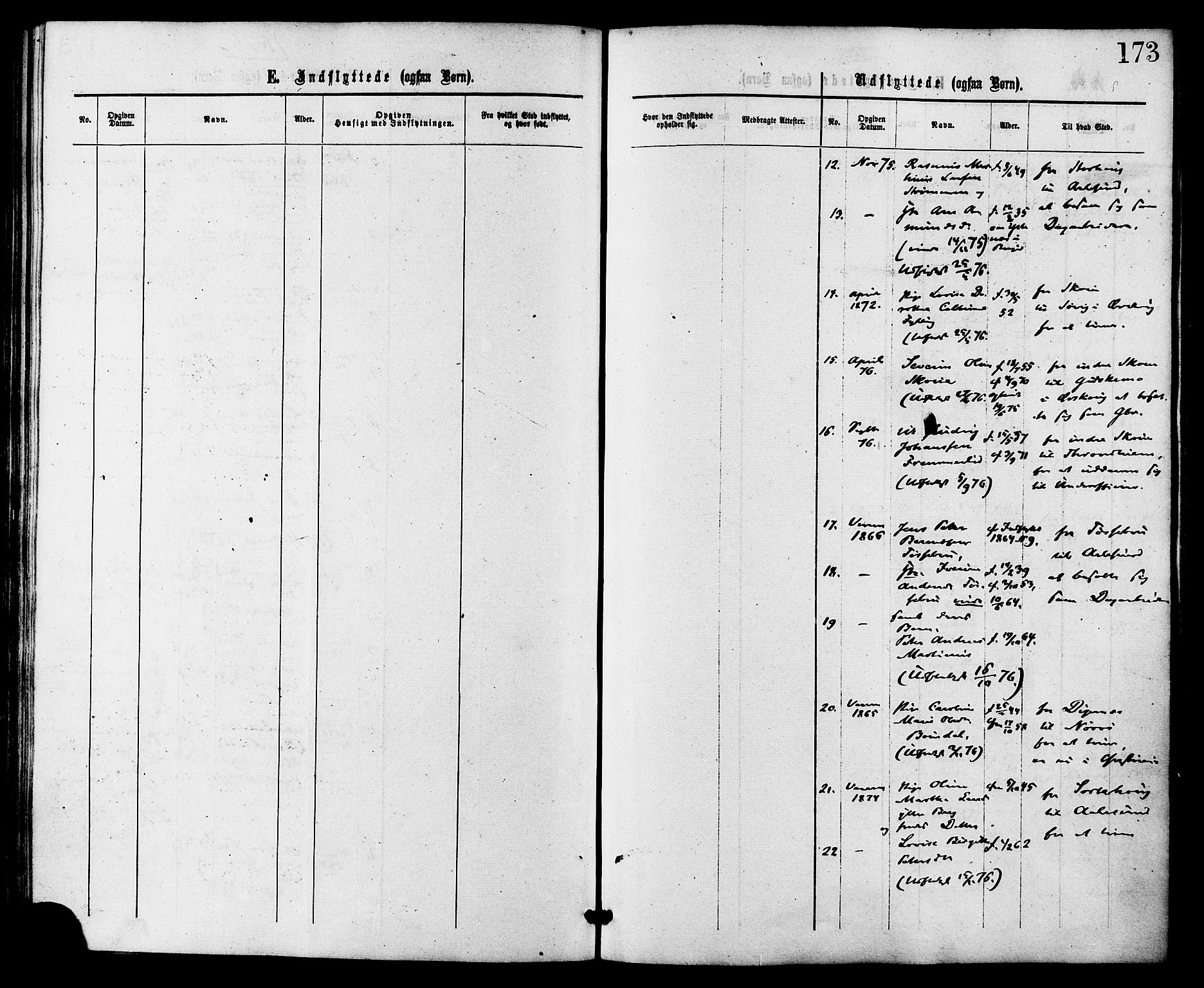 Ministerialprotokoller, klokkerbøker og fødselsregistre - Møre og Romsdal, AV/SAT-A-1454/524/L0355: Parish register (official) no. 524A07, 1864-1879, p. 173