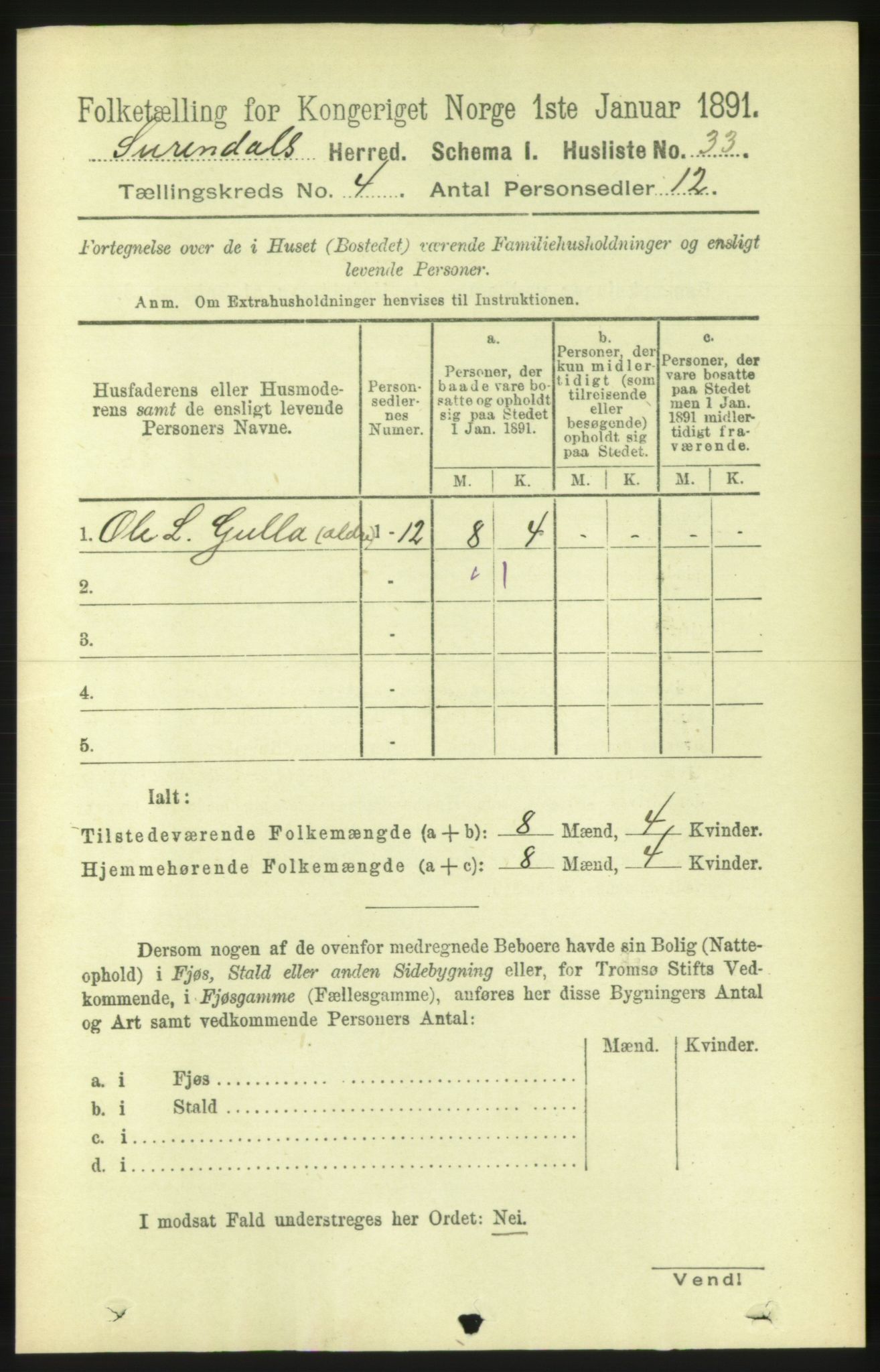 RA, 1891 census for 1566 Surnadal, 1891, p. 1055