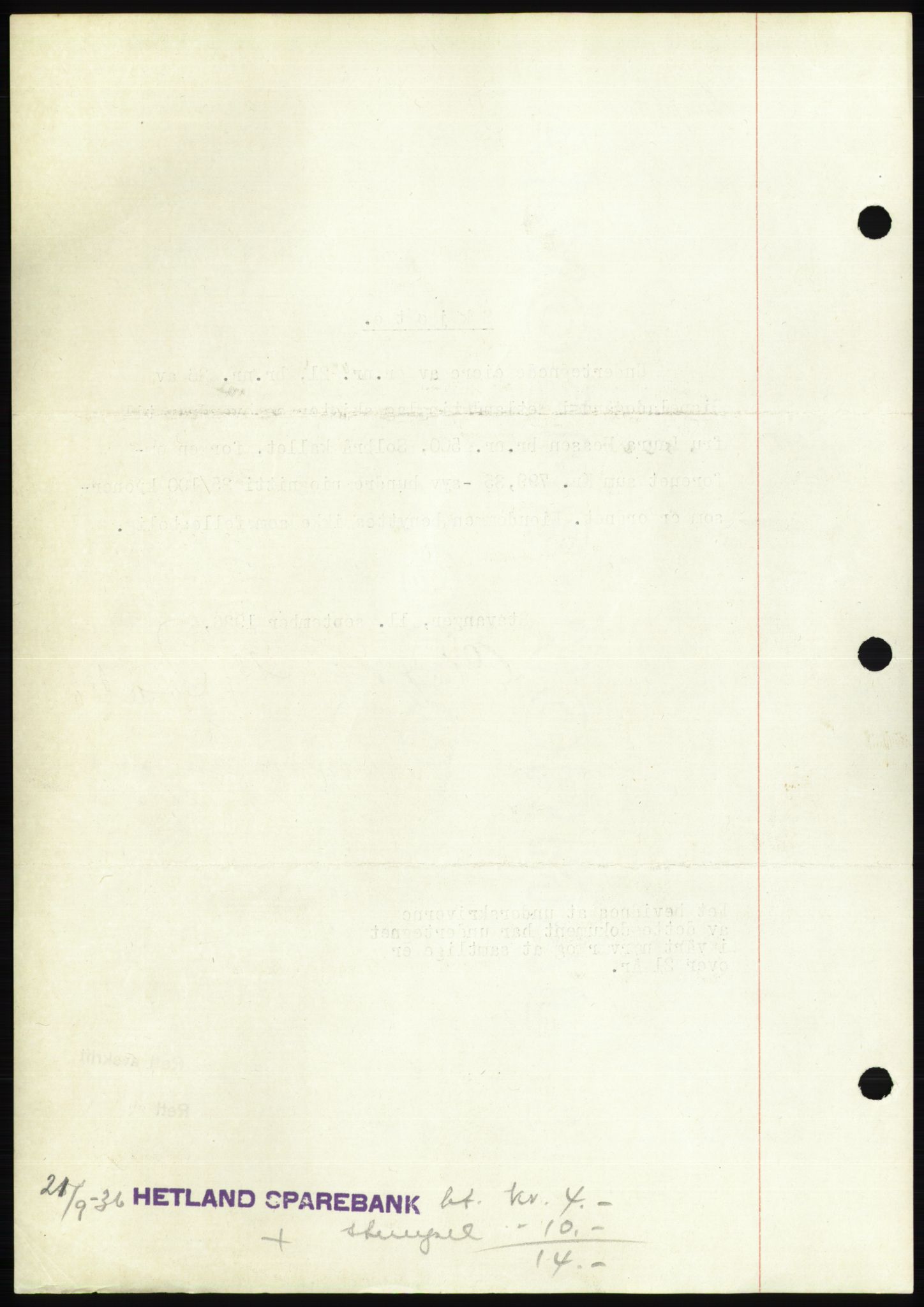 Jæren sorenskriveri, SAST/A-100310/03/G/Gba/L0066: Mortgage book no. 71-72, 1936-1936, Diary no: : 2877/1936