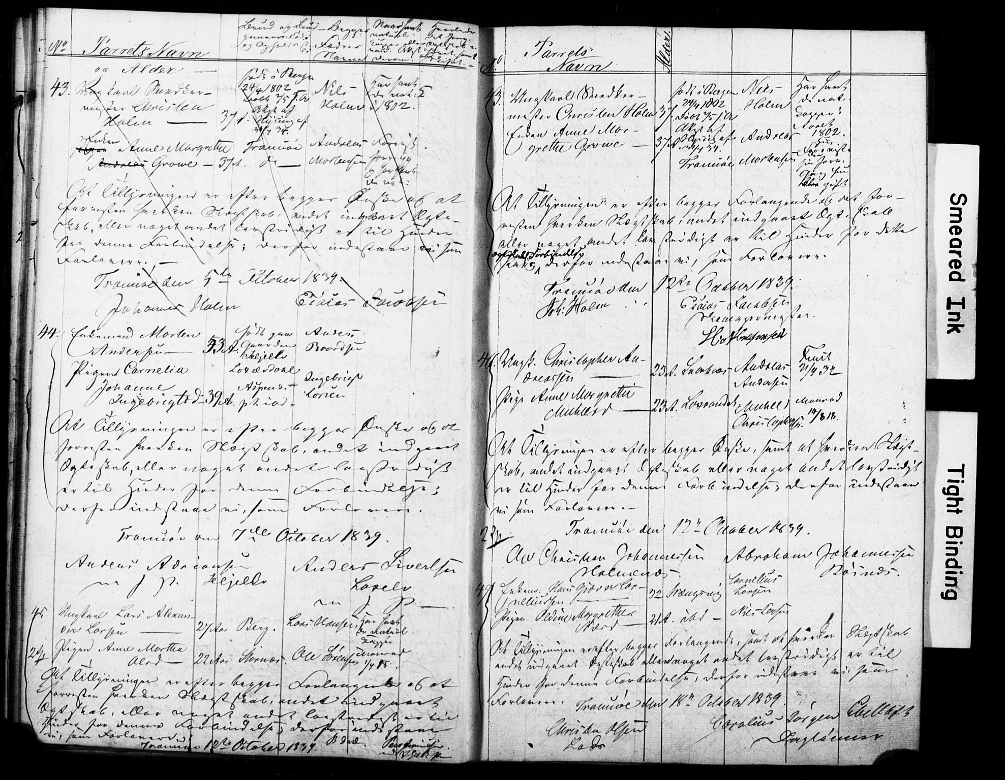 Tromsø sokneprestkontor/stiftsprosti/domprosti, AV/SATØ-S-1343/H/Hc/L0096: Banns register no. 96, 1838-1851