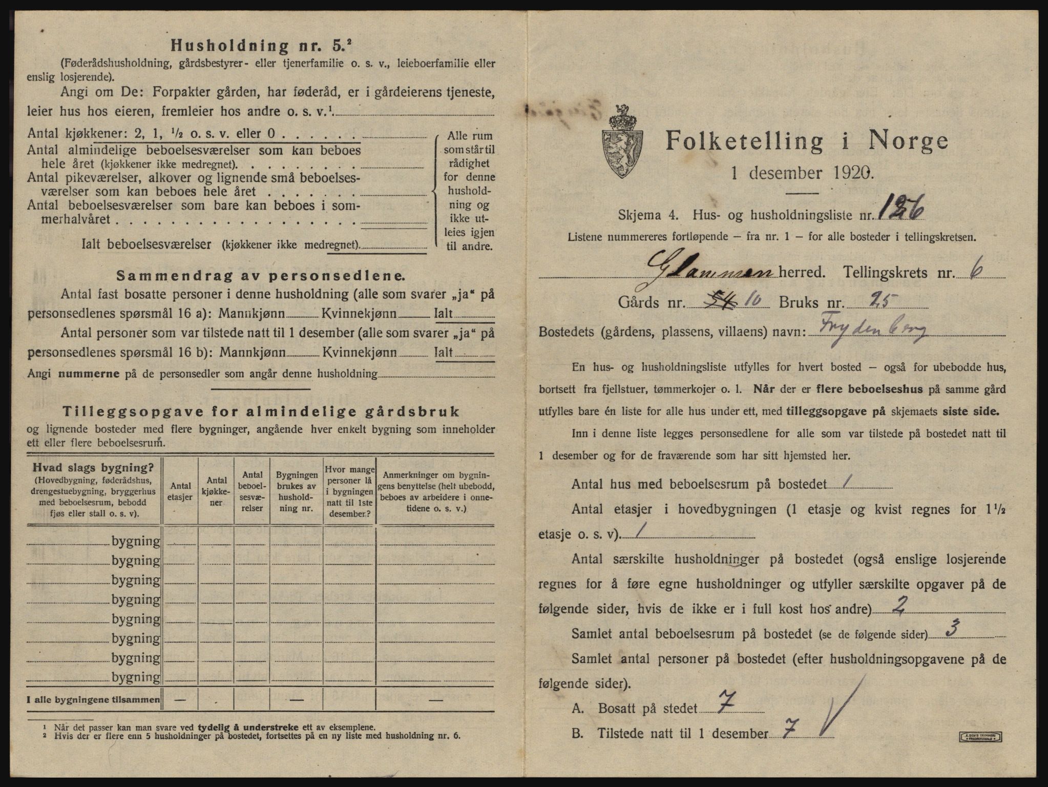 SAO, 1920 census for Glemmen, 1920, p. 2409