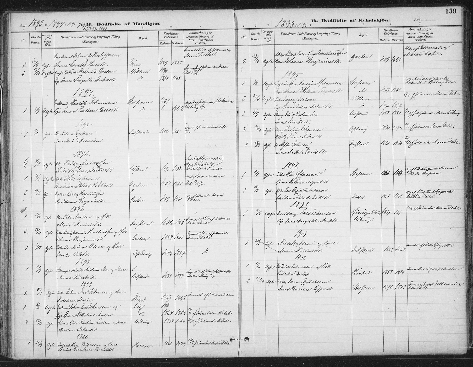 Ministerialprotokoller, klokkerbøker og fødselsregistre - Sør-Trøndelag, AV/SAT-A-1456/659/L0743: Parish register (official) no. 659A13, 1893-1910, p. 139