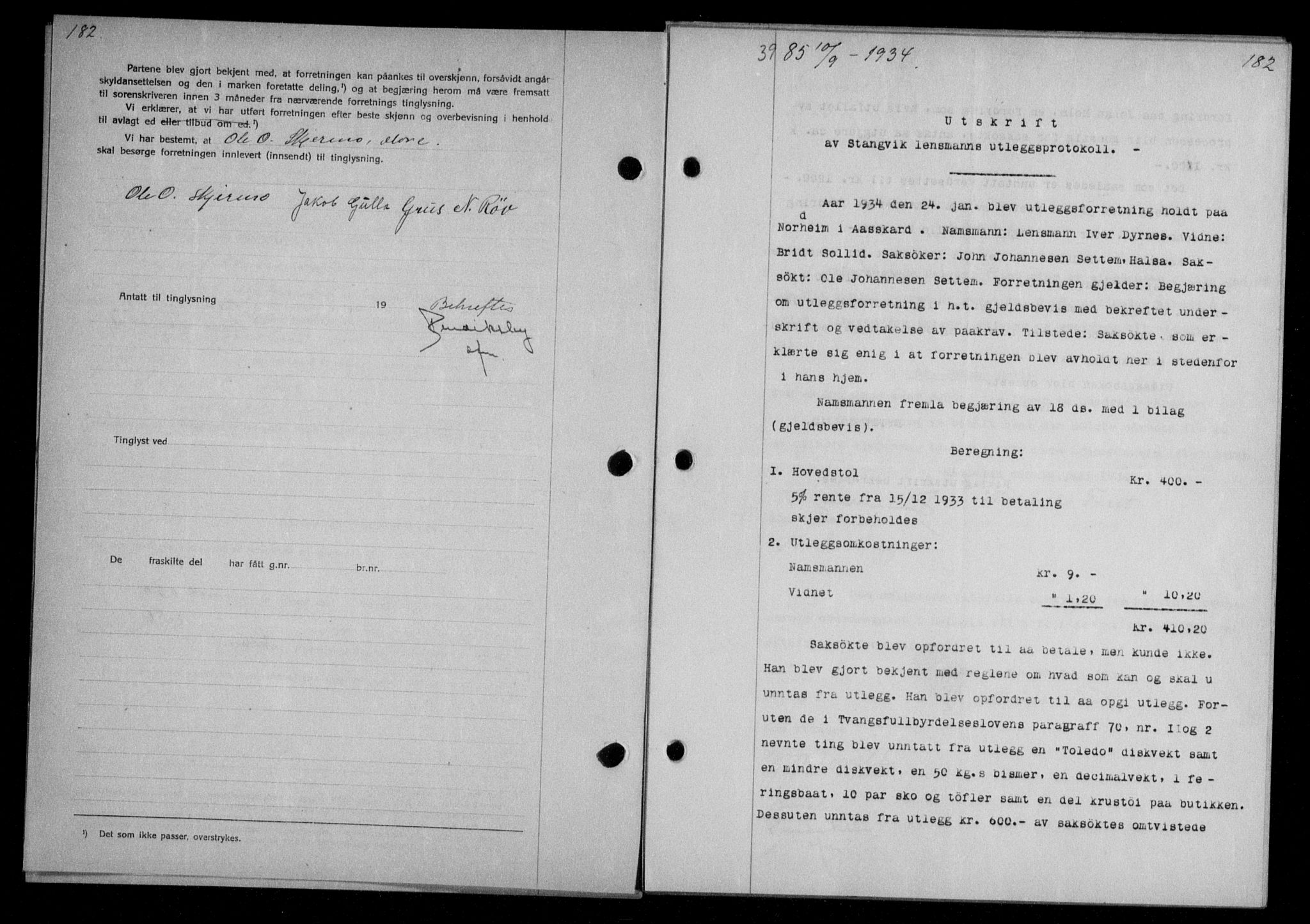 Nordmøre sorenskriveri, AV/SAT-A-4132/1/2/2Ca/L0082: Mortgage book no. 72, 1934-1934, Deed date: 10.09.1934