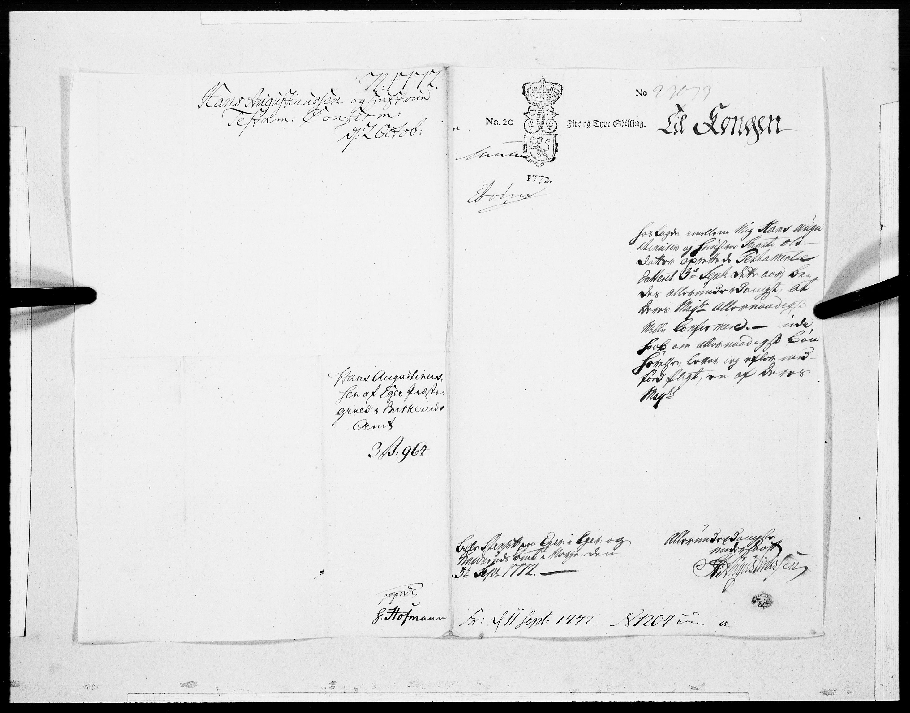 Danske Kanselli 1572-1799, RA/EA-3023/F/Fc/Fcc/Fcca/L0207: Norske innlegg 1572-1799, 1772, p. 164