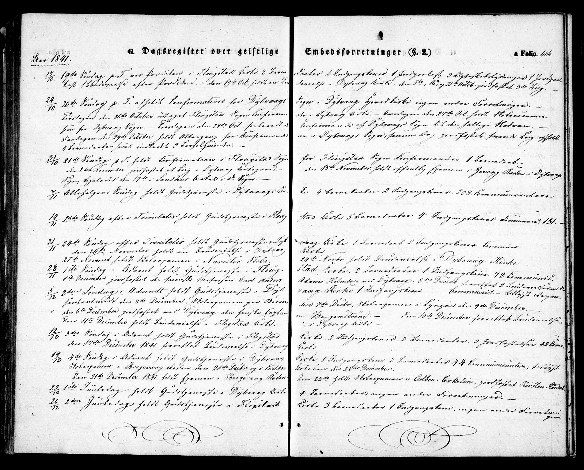 Dypvåg sokneprestkontor, AV/SAK-1111-0007/F/Fa/Faa/L0005: Parish register (official) no. A 5, 1841-1854, p. 406