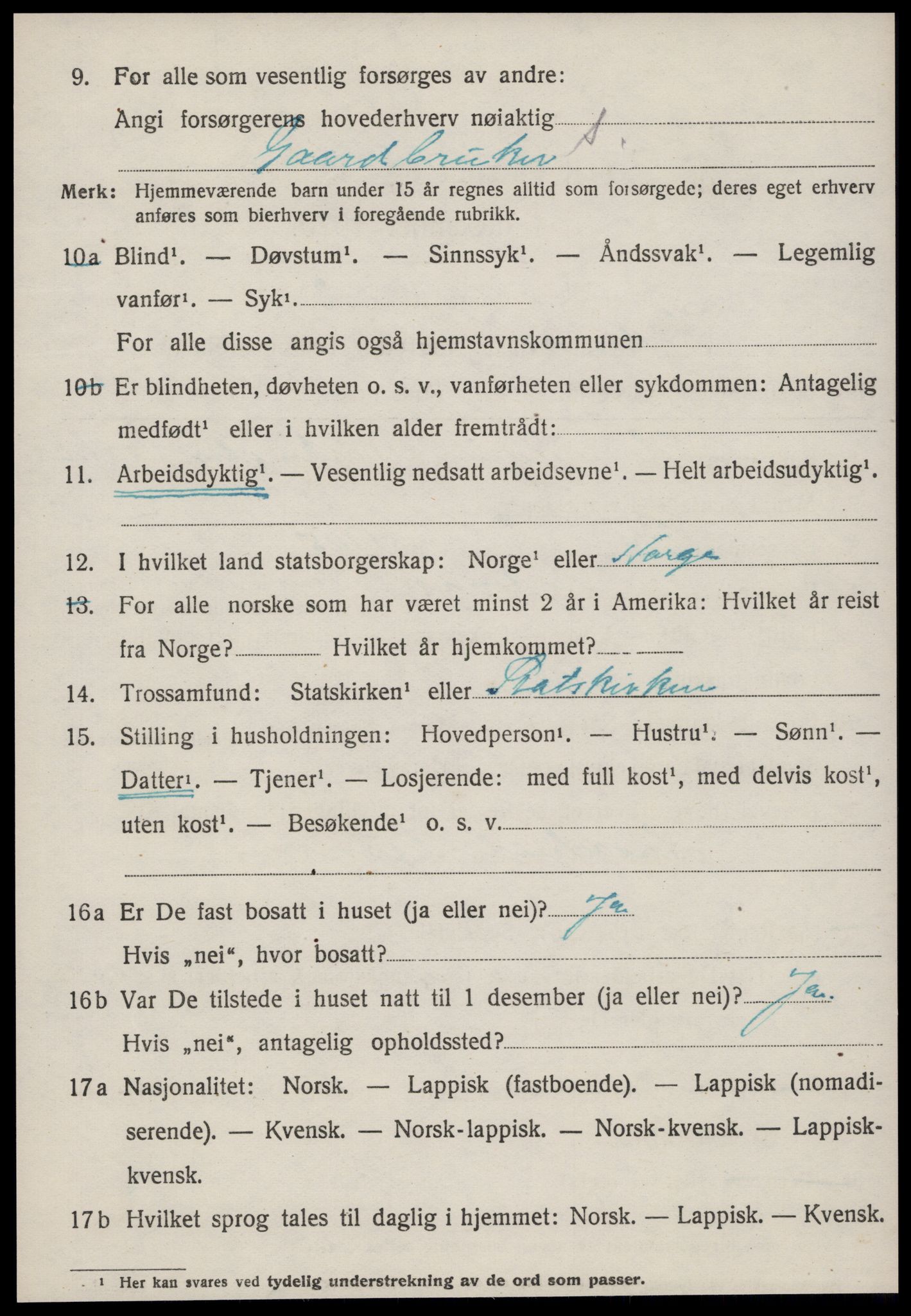 SAT, 1920 census for Agdenes, 1920, p. 690