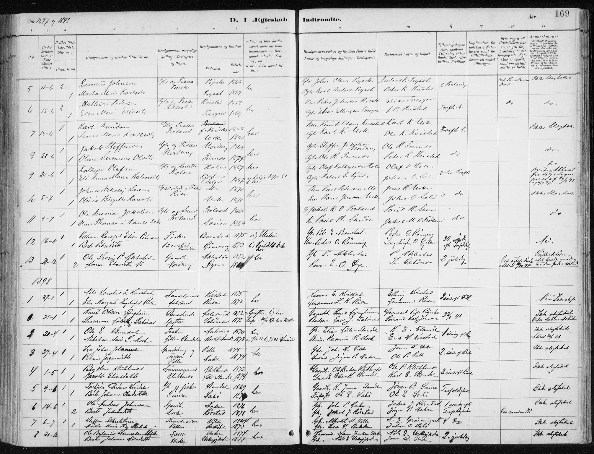 Ministerialprotokoller, klokkerbøker og fødselsregistre - Møre og Romsdal, AV/SAT-A-1454/515/L0215: Parish register (copy) no. 515C02, 1884-1906, p. 169