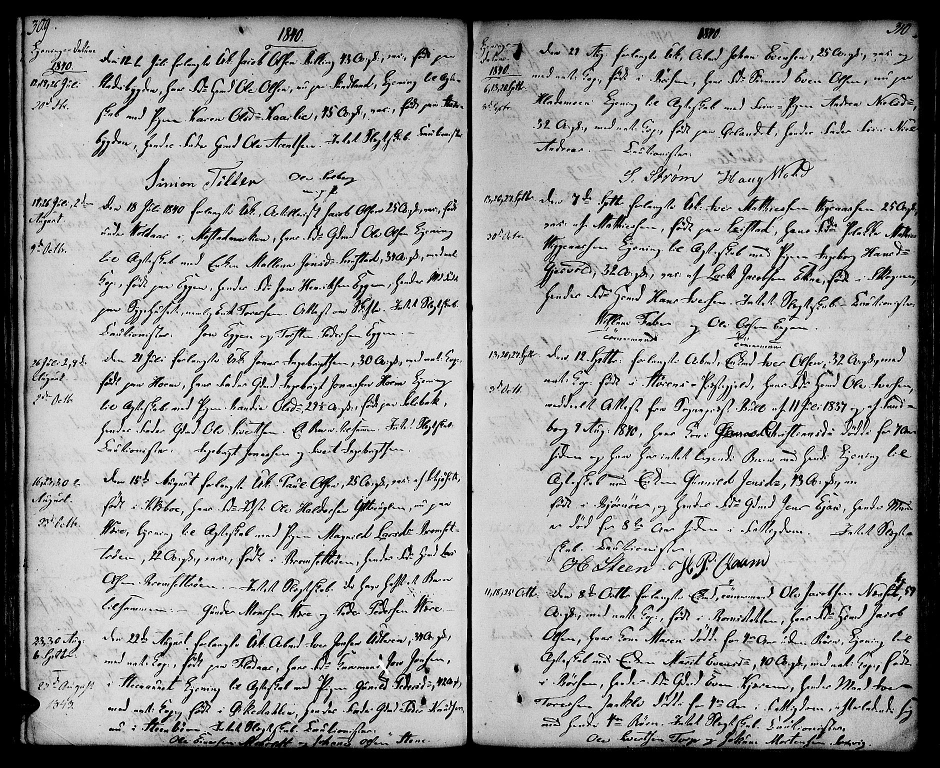 Ministerialprotokoller, klokkerbøker og fødselsregistre - Sør-Trøndelag, AV/SAT-A-1456/604/L0181: Parish register (official) no. 604A02, 1798-1817, p. 309-310