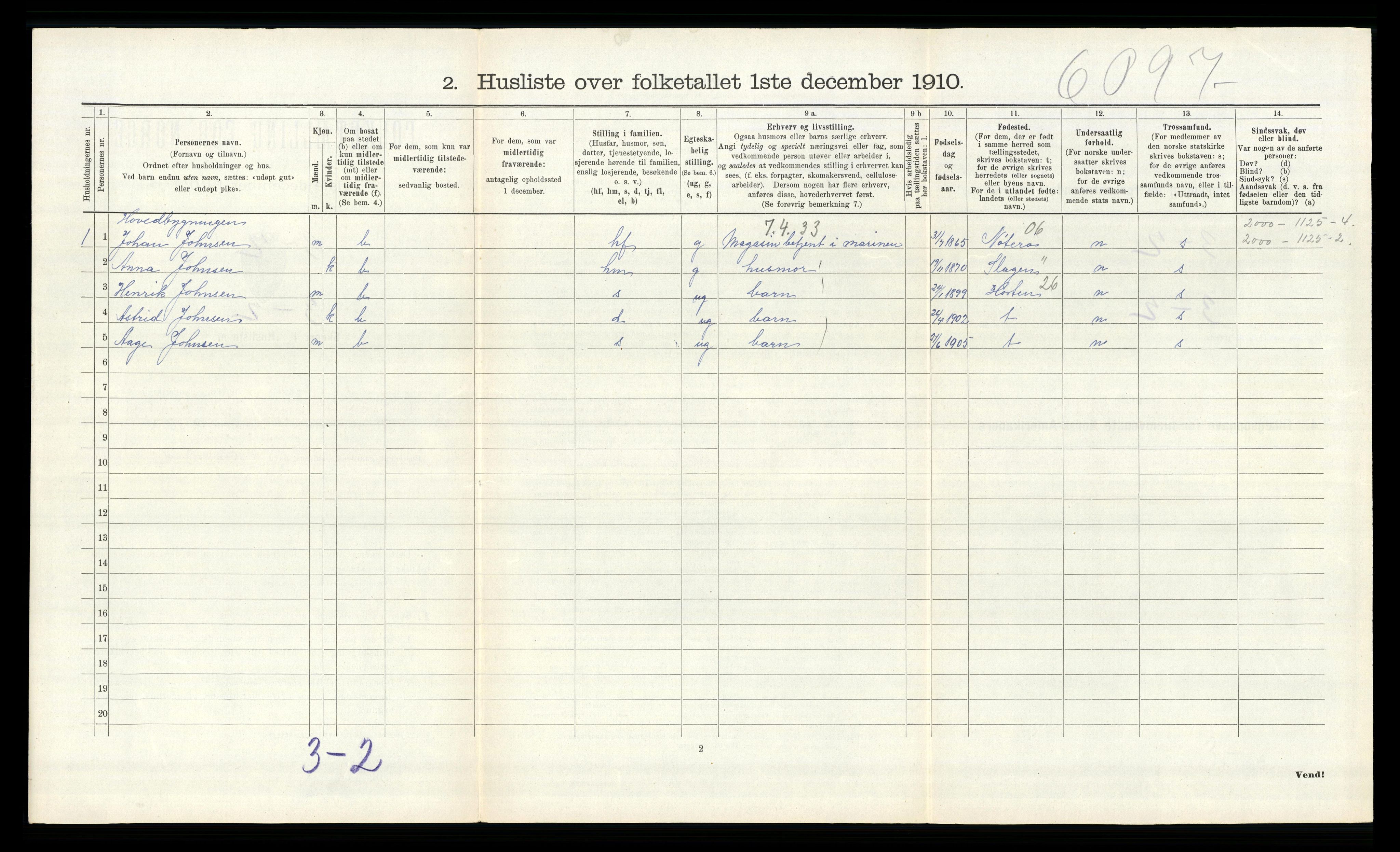 RA, 1910 census for Borre, 1910, p. 240