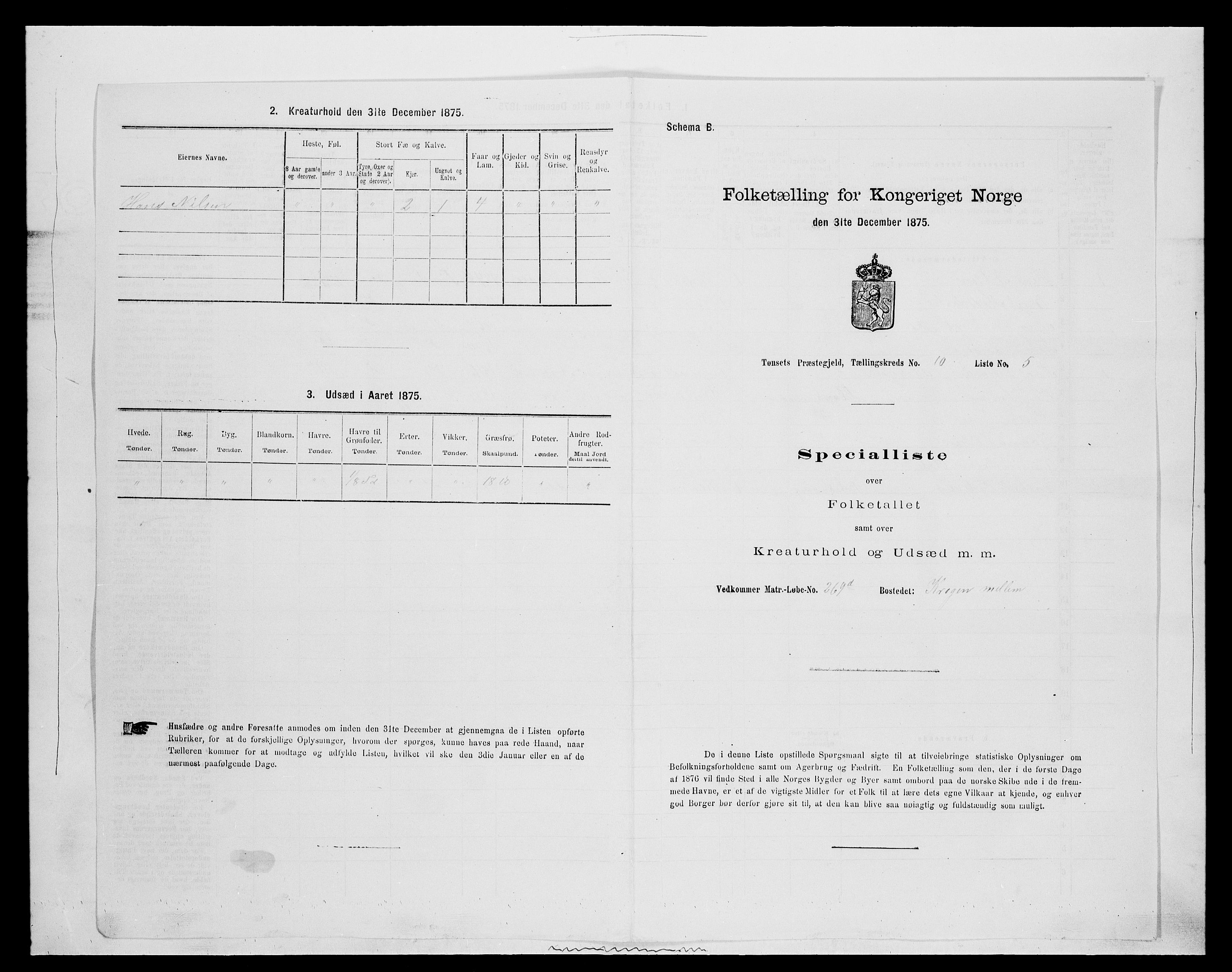SAH, 1875 census for 0437P Tynset, 1875, p. 972